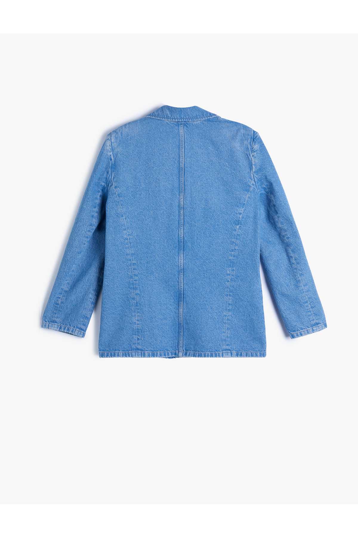 کت جین ژاکت کت و شلوار جین یقه معکوس جیب دو سینه با جزئیات مناسب مناسب