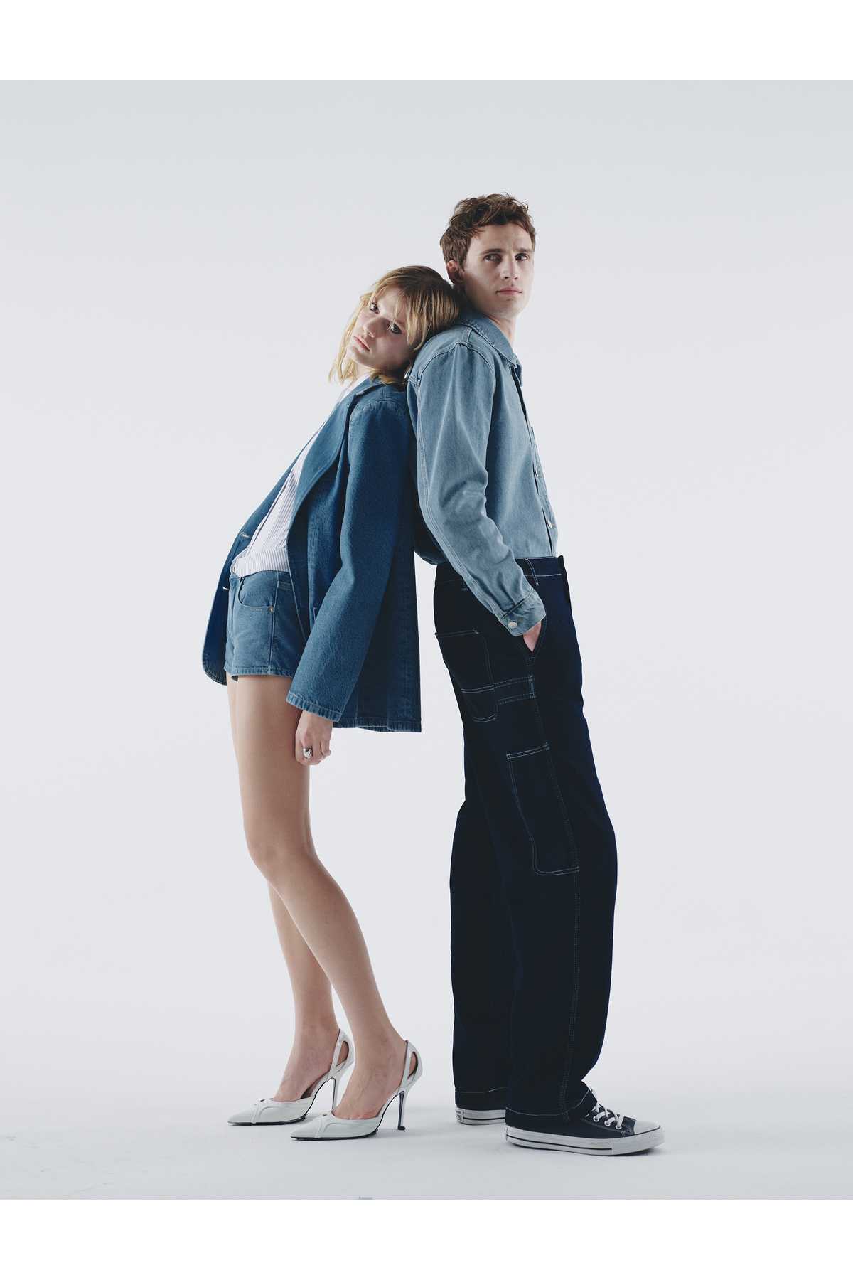 کت جین ژاکت کت و شلوار جین یقه معکوس جیب دو سینه با جزئیات مناسب مناسب