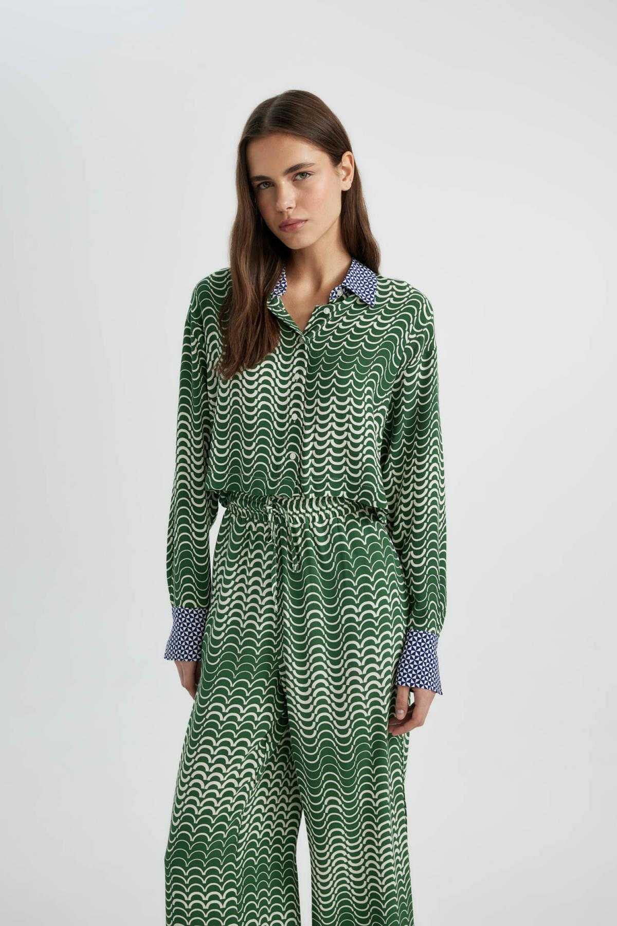 پیراهن آستین بلند مراکشی طرح دار