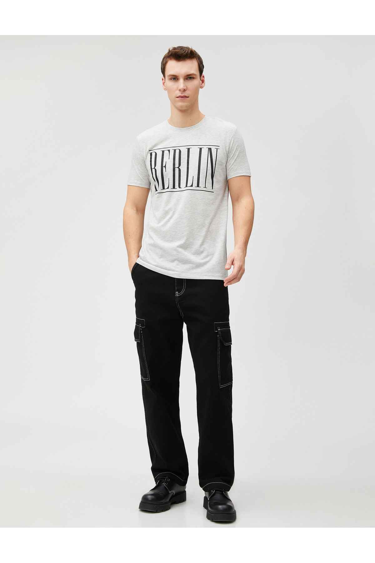 تیشرت چاپ شعار اسلیم فیت یقه خدمه