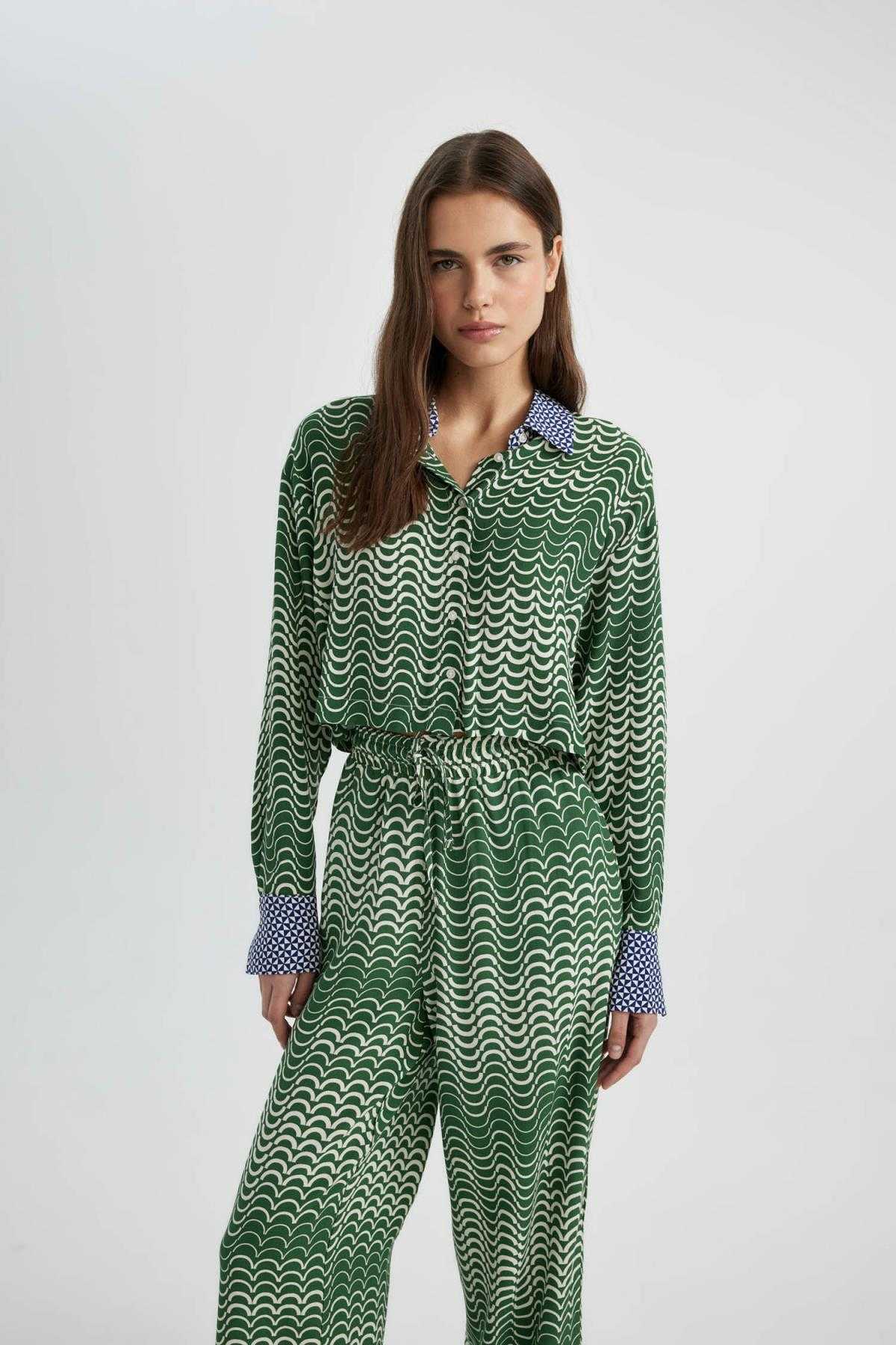 پیراهن آستین بلند مراکشی طرح دار