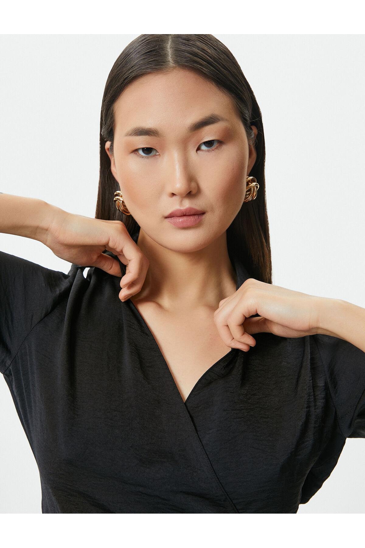 لباس پیراهن کوتاه بافت دار آستین بلند