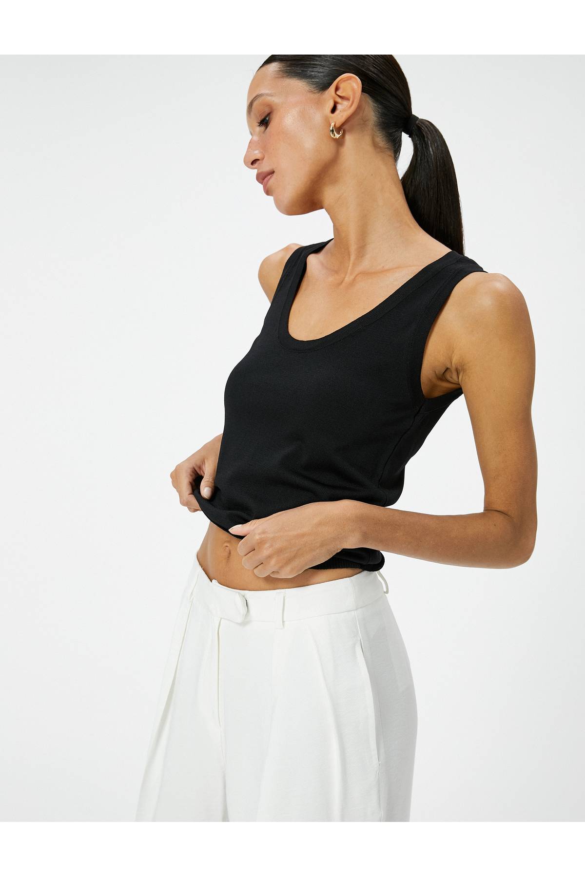 بند ضخیم زیر پیراهن U-Neck Viscose Blend Standard Cut