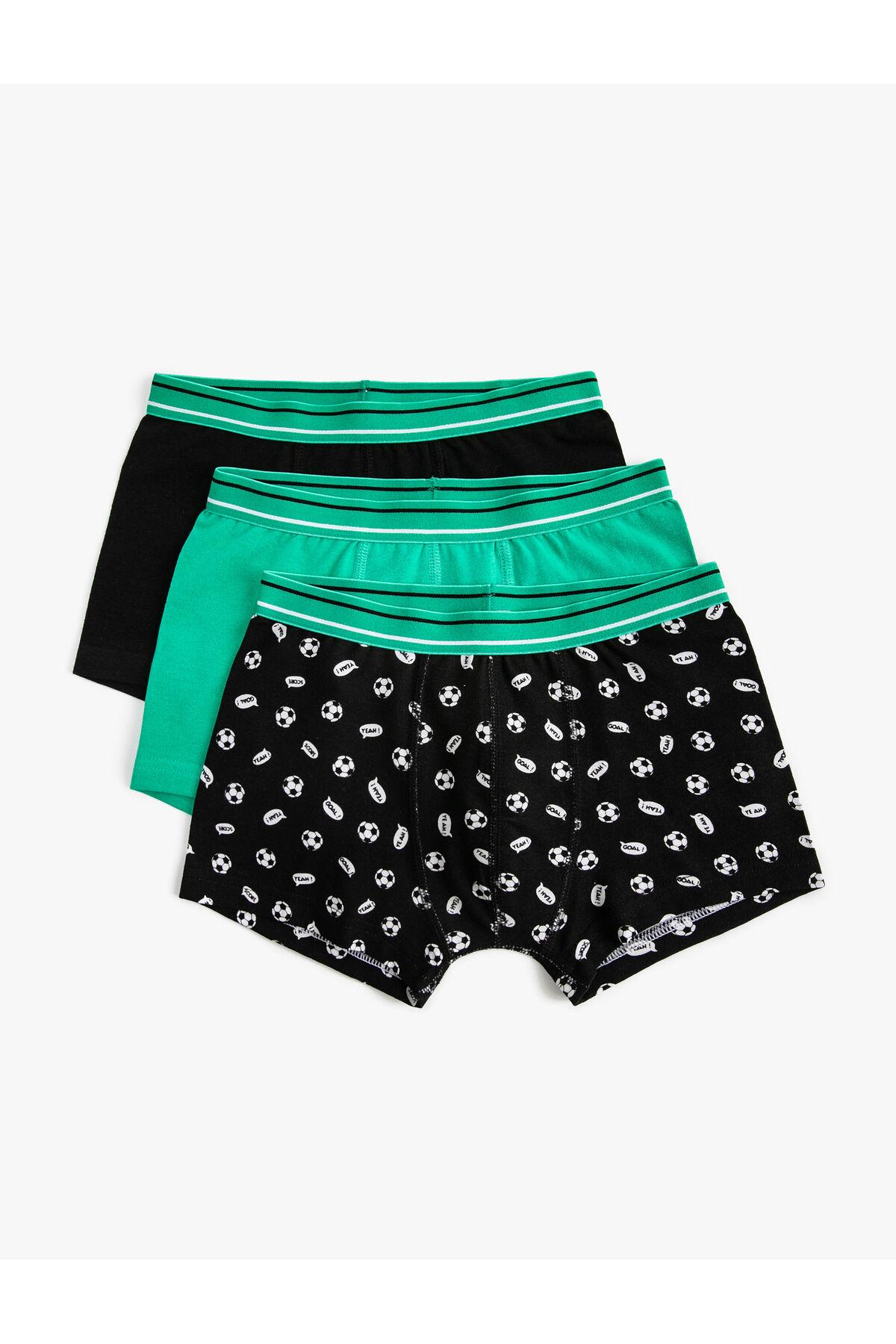 ست باکسر 3 تکه با تم فوتبال با چاپ چند رنگ