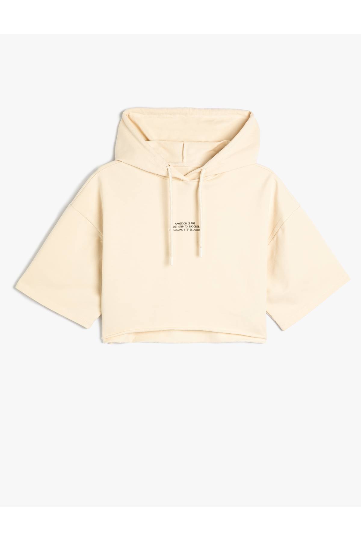 بلوز کلاه دار اسپرت آستین کوتاه چاپ با جزئیات پنبه