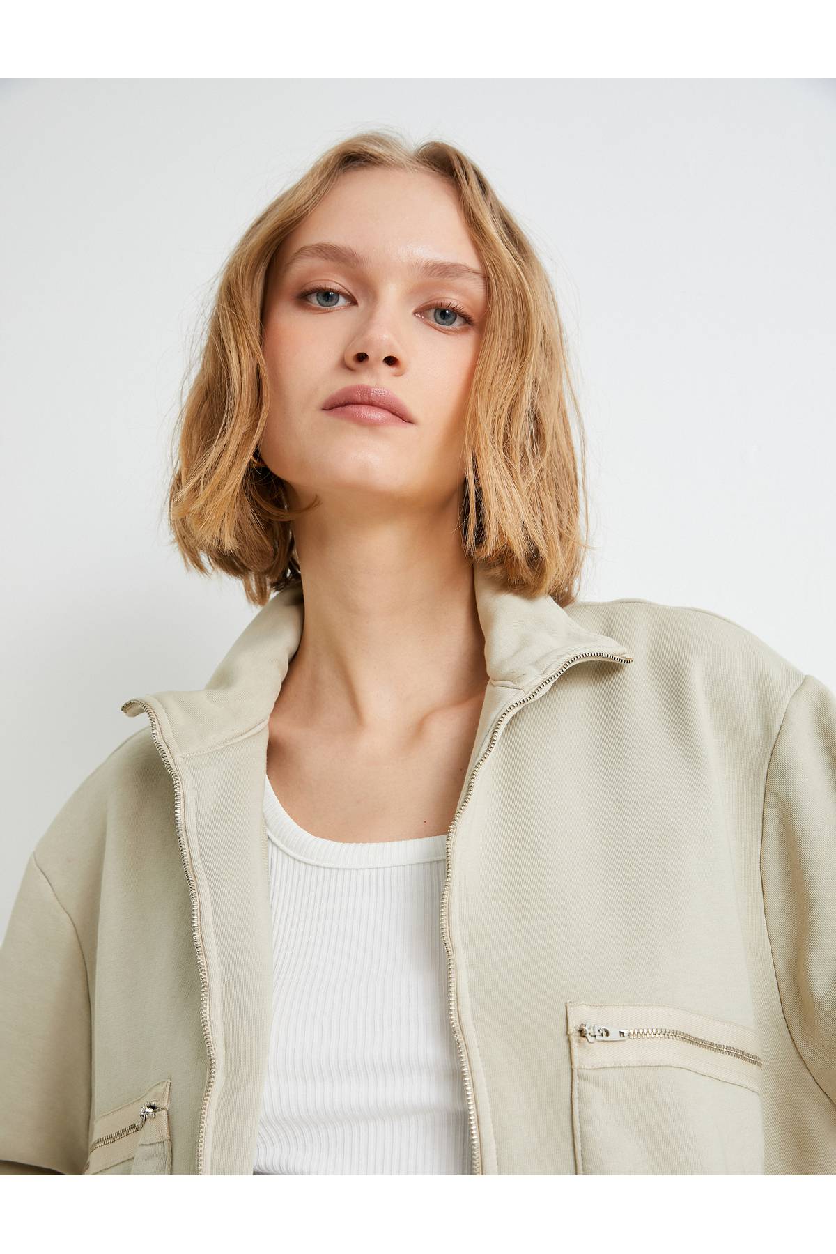 جیب یقه ای زیپ دار ژاکت بمب افکن