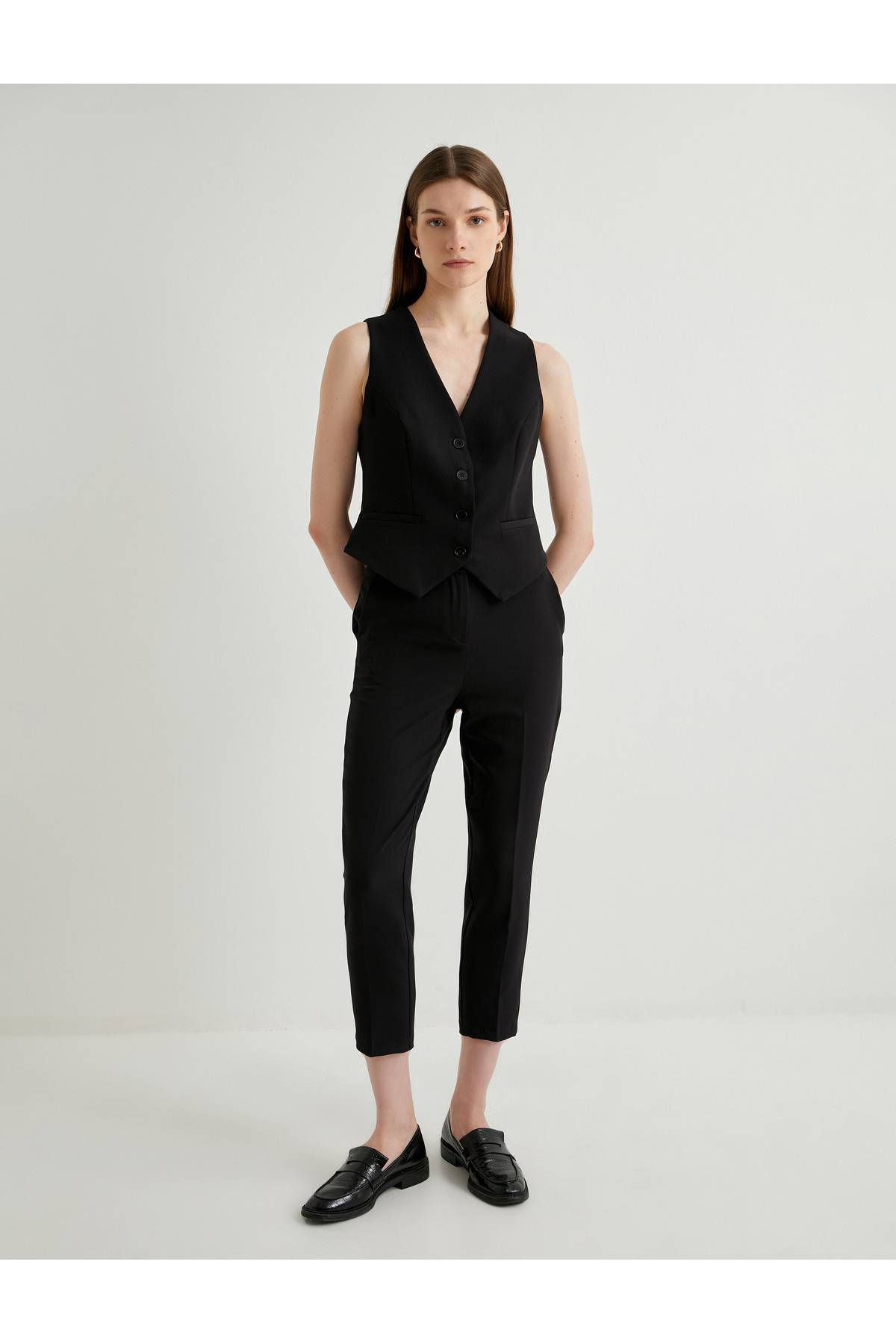 جیب کمری معمولی شلوار پارچه ای سیگاری با جزئیات