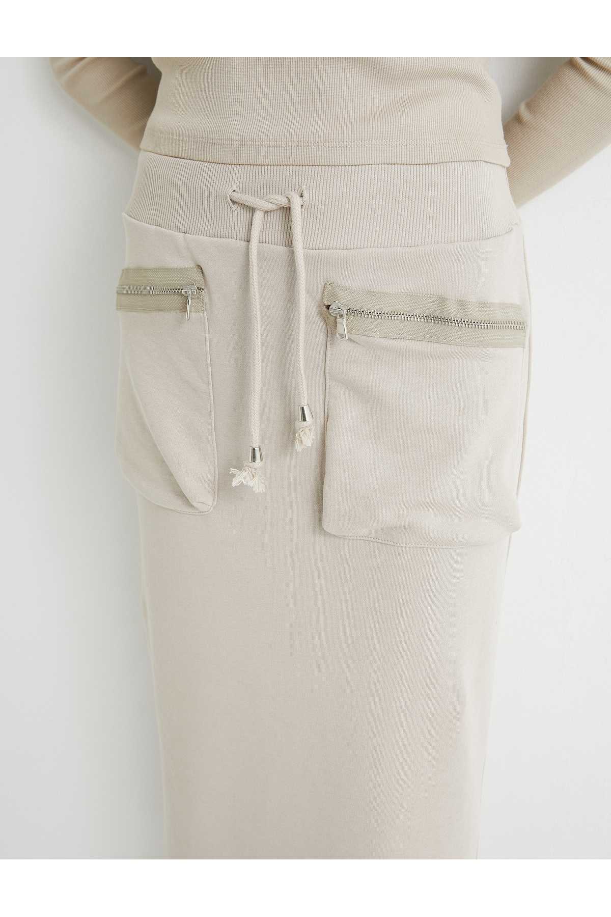 جیب زیپ دار دور کمر دامن میدی