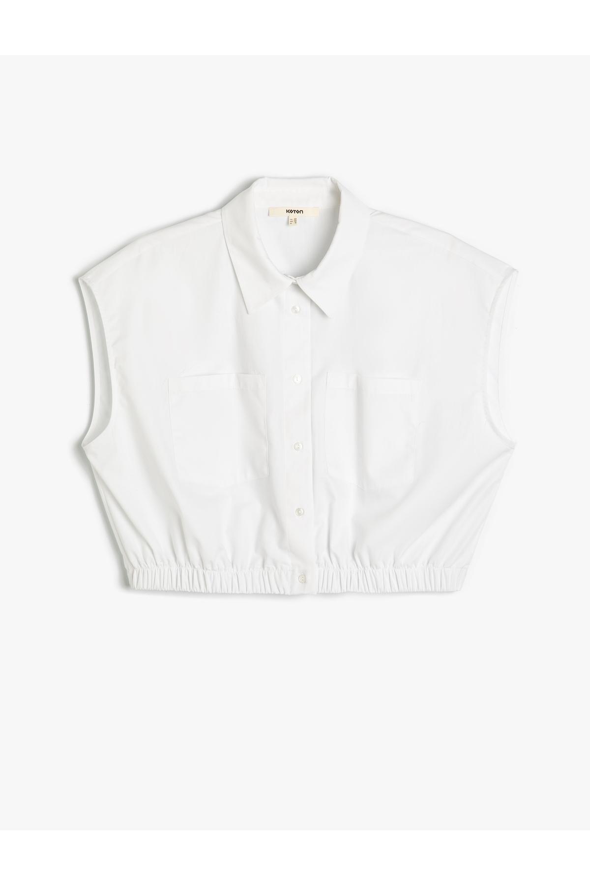 پیراهن کراپ بدون آستین الاستیک جیب کمردار