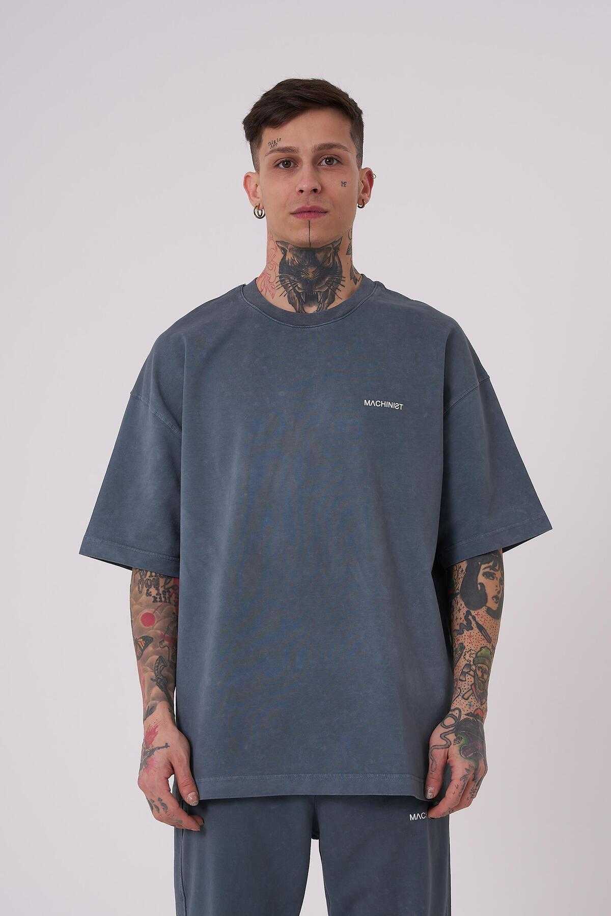 تیشرت مردانه لاکچری شسته شده پایه اور سایز خالدار خاکستری