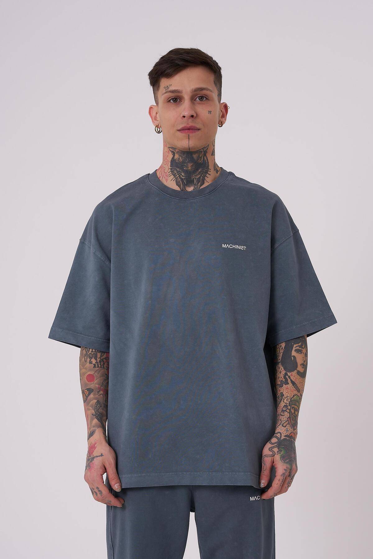 تیشرت مردانه لاکچری شسته شده پایه اور سایز خالدار خاکستری