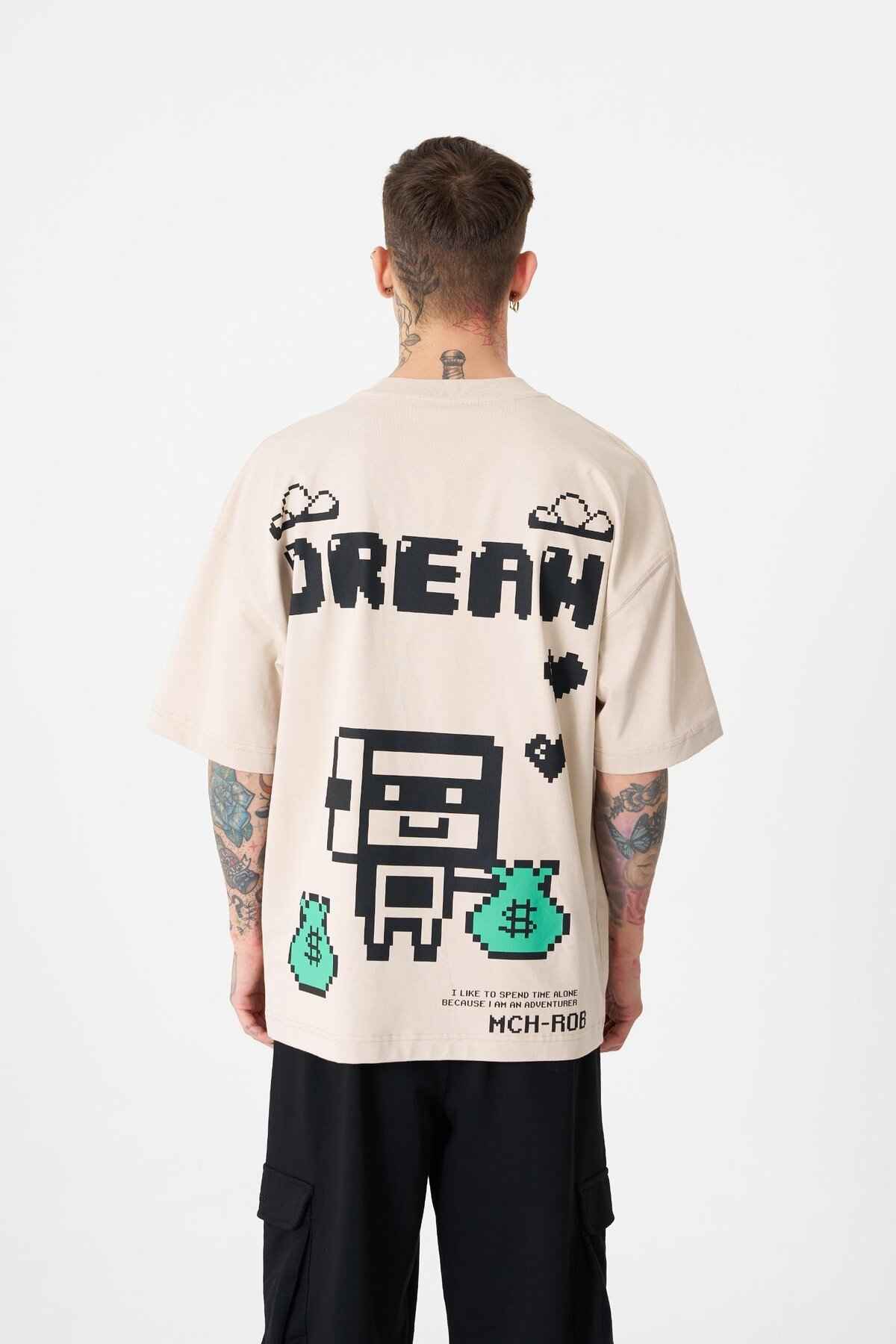 تیشرت مردانه رویایی ROB چاپ شده در سایز بزرگ سبز روشن