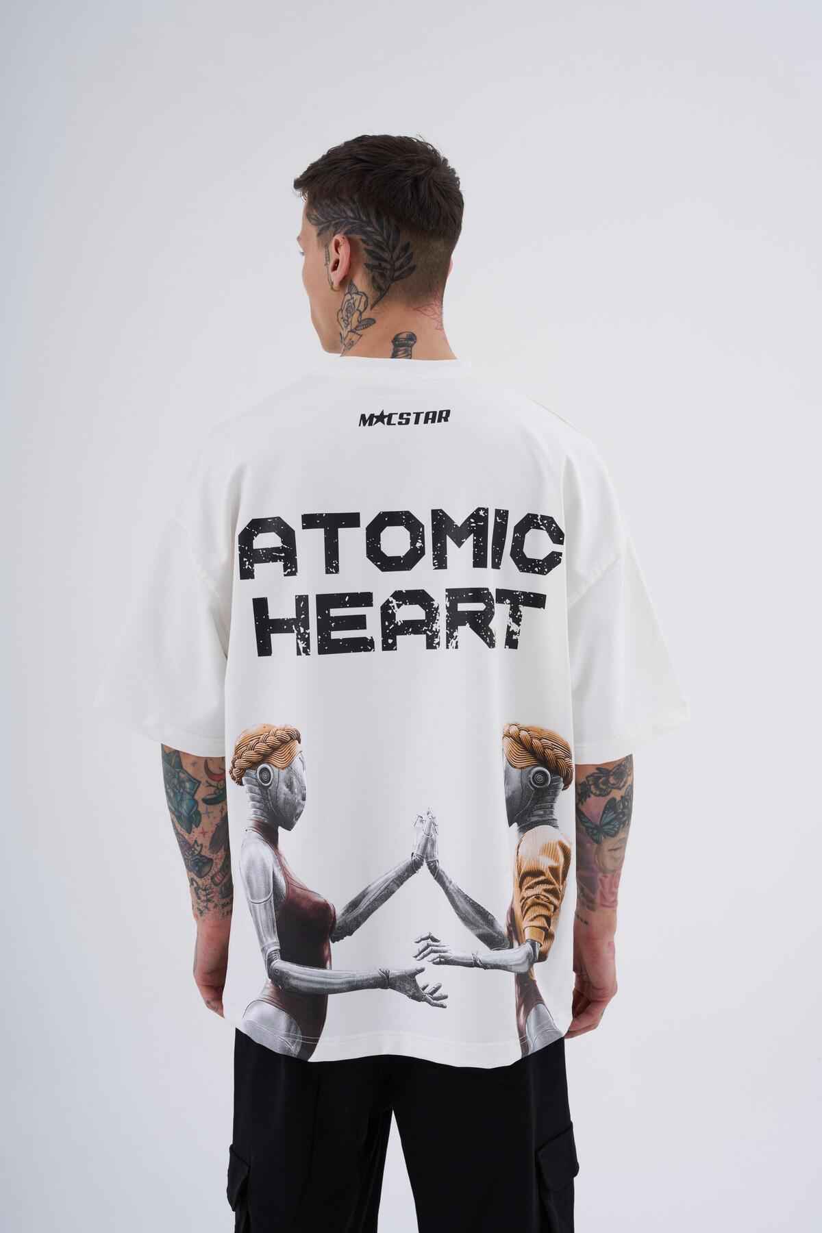 تیشرت اکرو سایز چاپ قلب اتمی مردانه