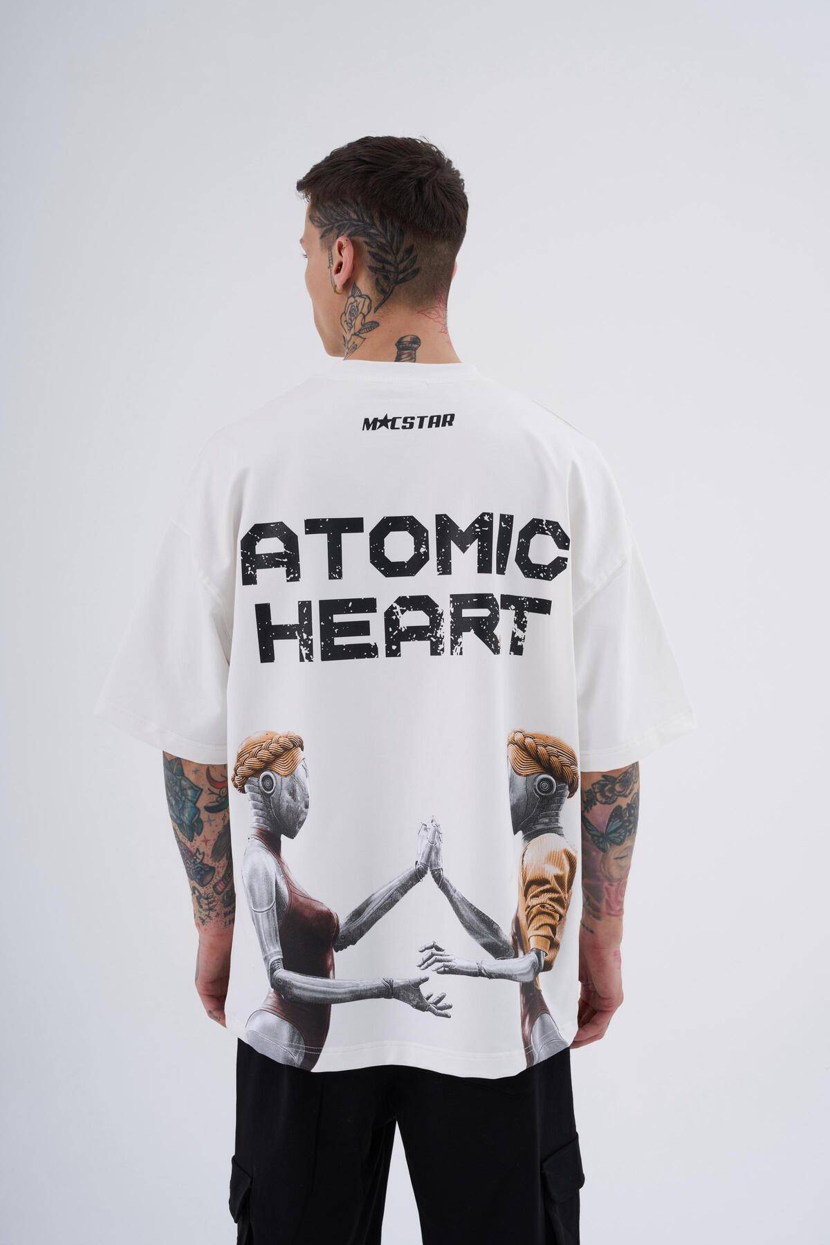 تیشرت اکرو سایز چاپ قلب اتمی مردانه