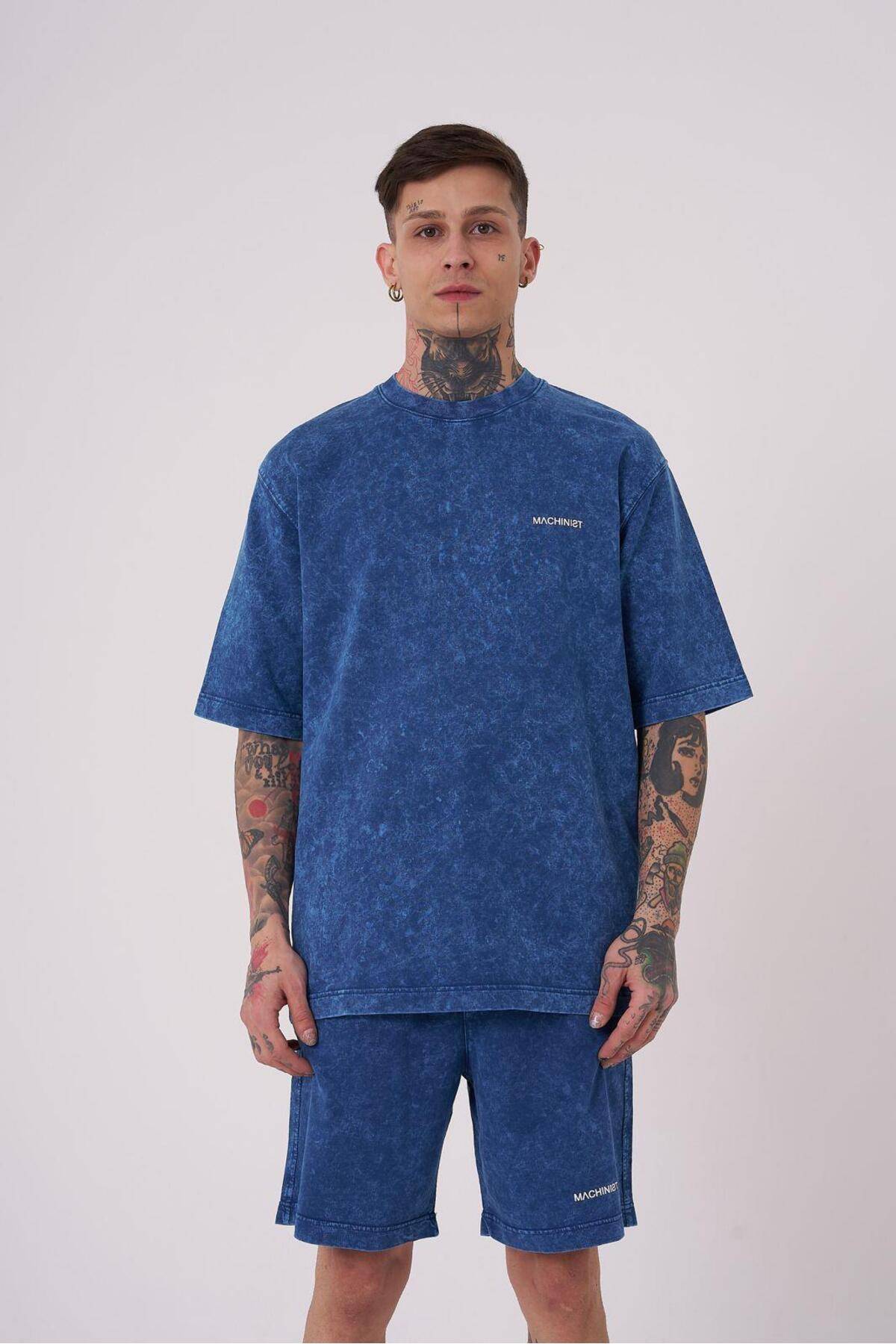 تیشرت مردانه لاکچری شسته شده پایه ریلکس خالدار خاکستری