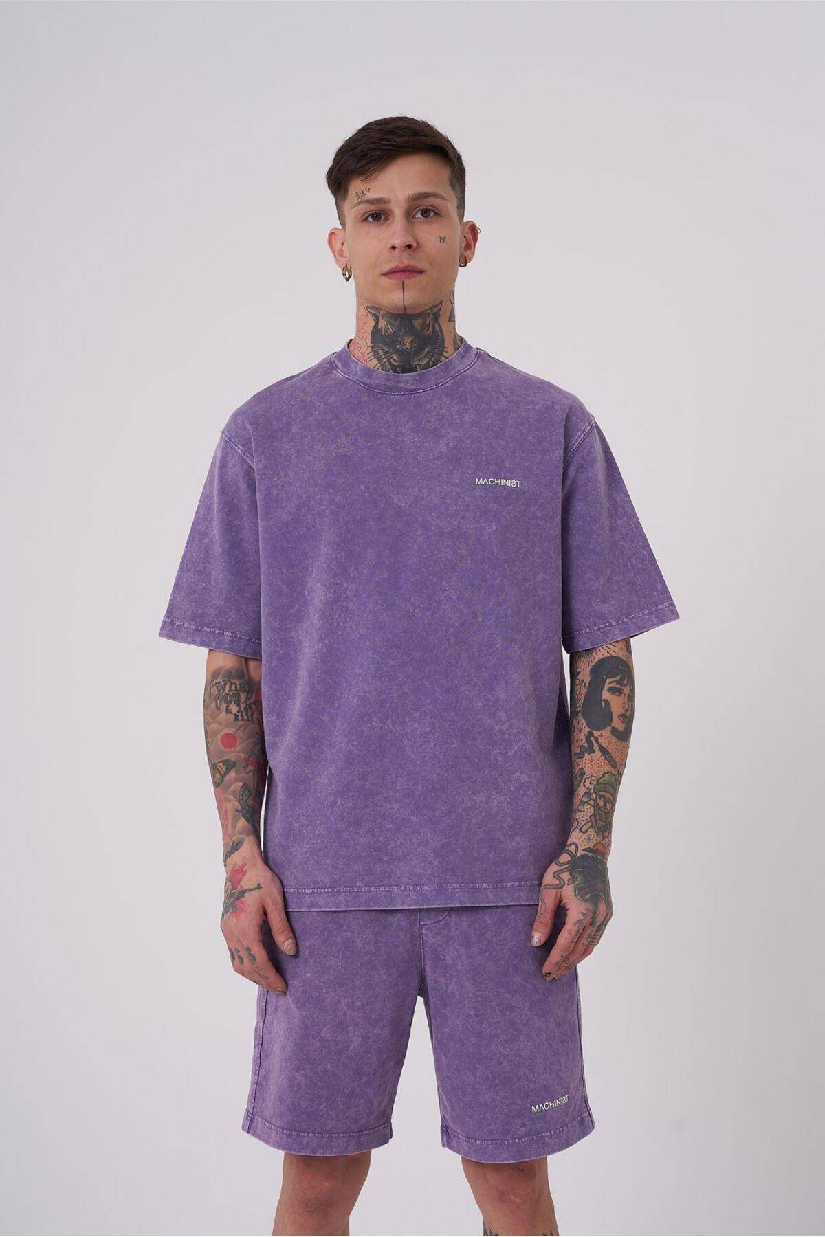 تیشرت مردانه لاکچری شسته شده پایه ریلکس خالدار خاکستری