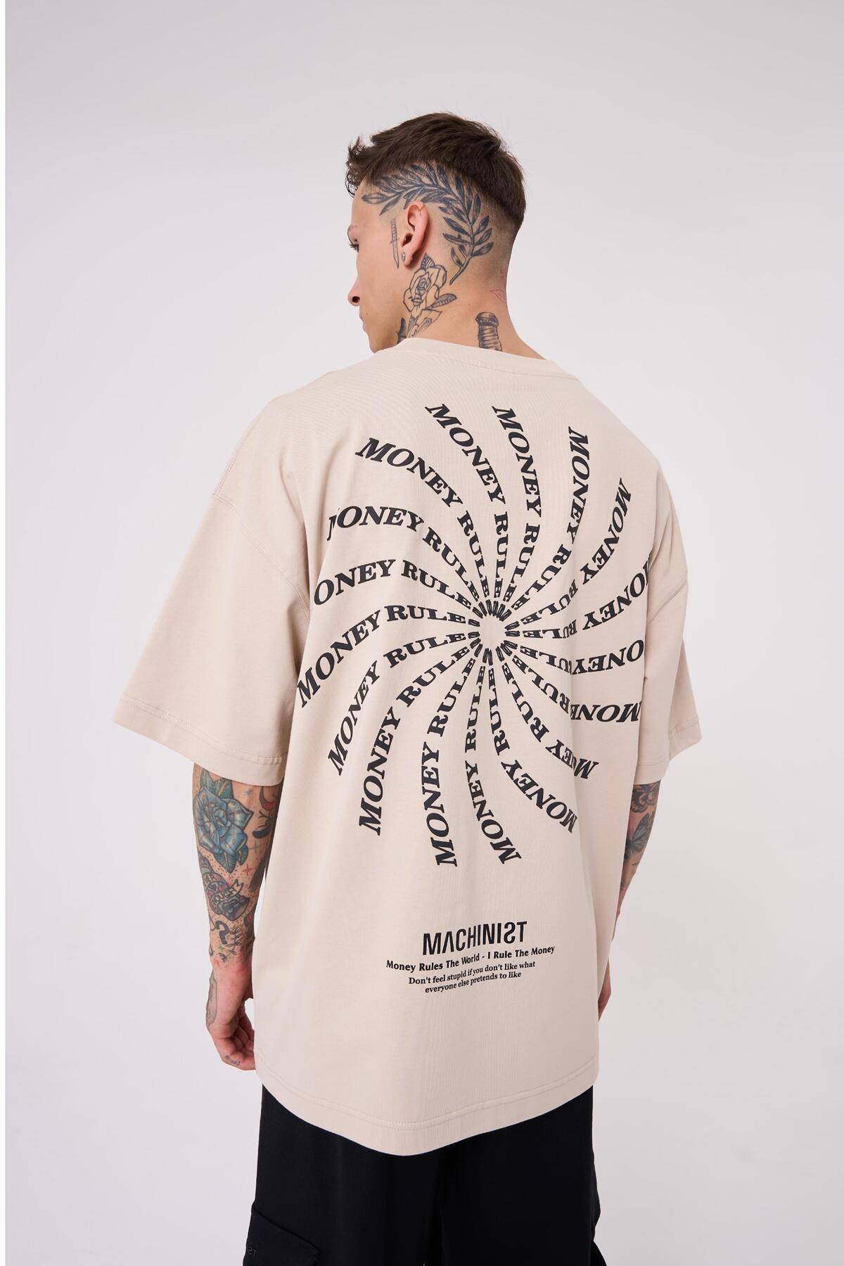 تیشرت مردانه نقش پولی چاپ شده سایز بزرگ سبز روشن