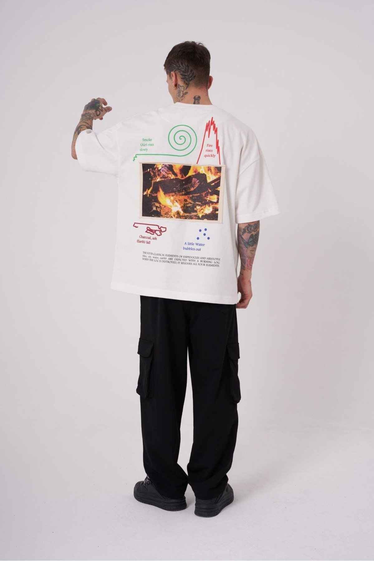 تیشرت مردانه ارسطویی با چاپ بالا سایز اکرو