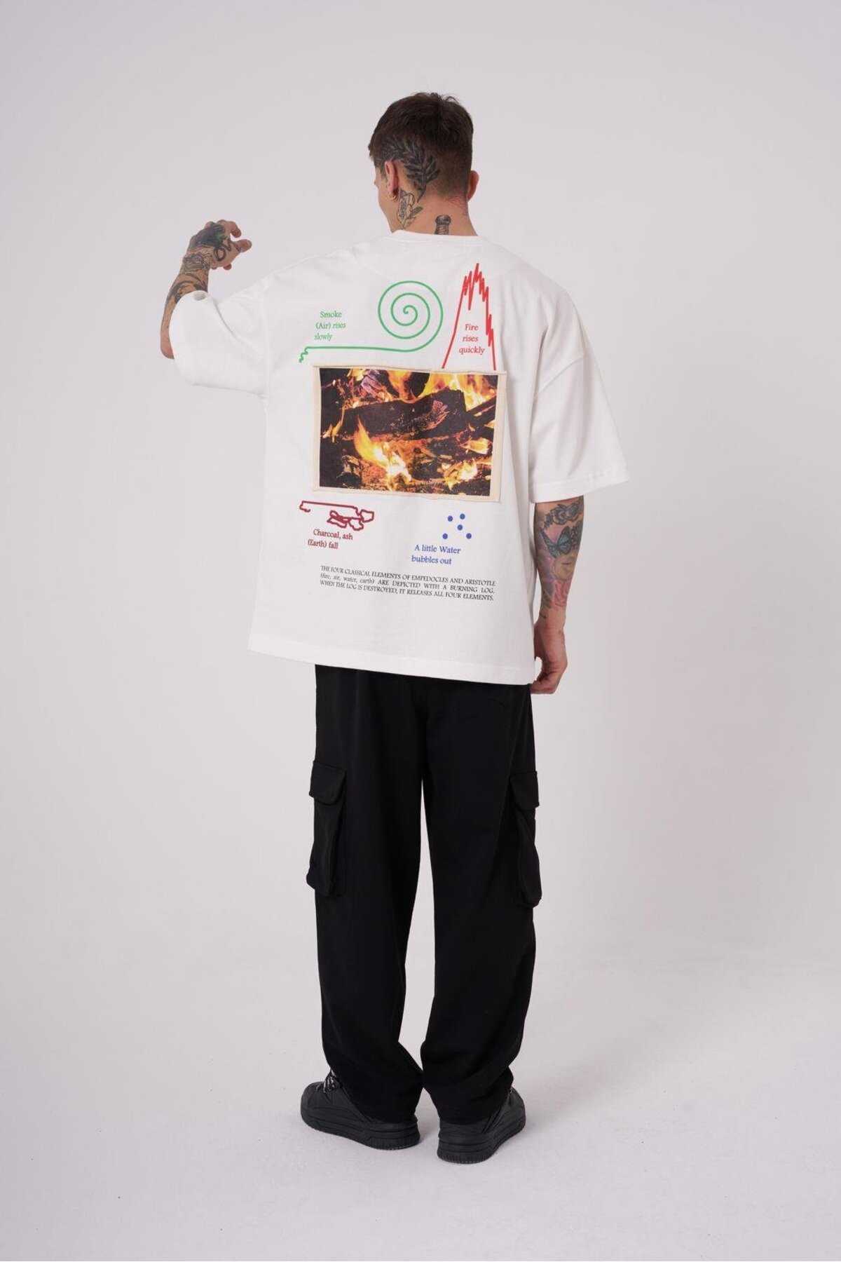 تیشرت مردانه ارسطویی با چاپ بالا سایز اکرو