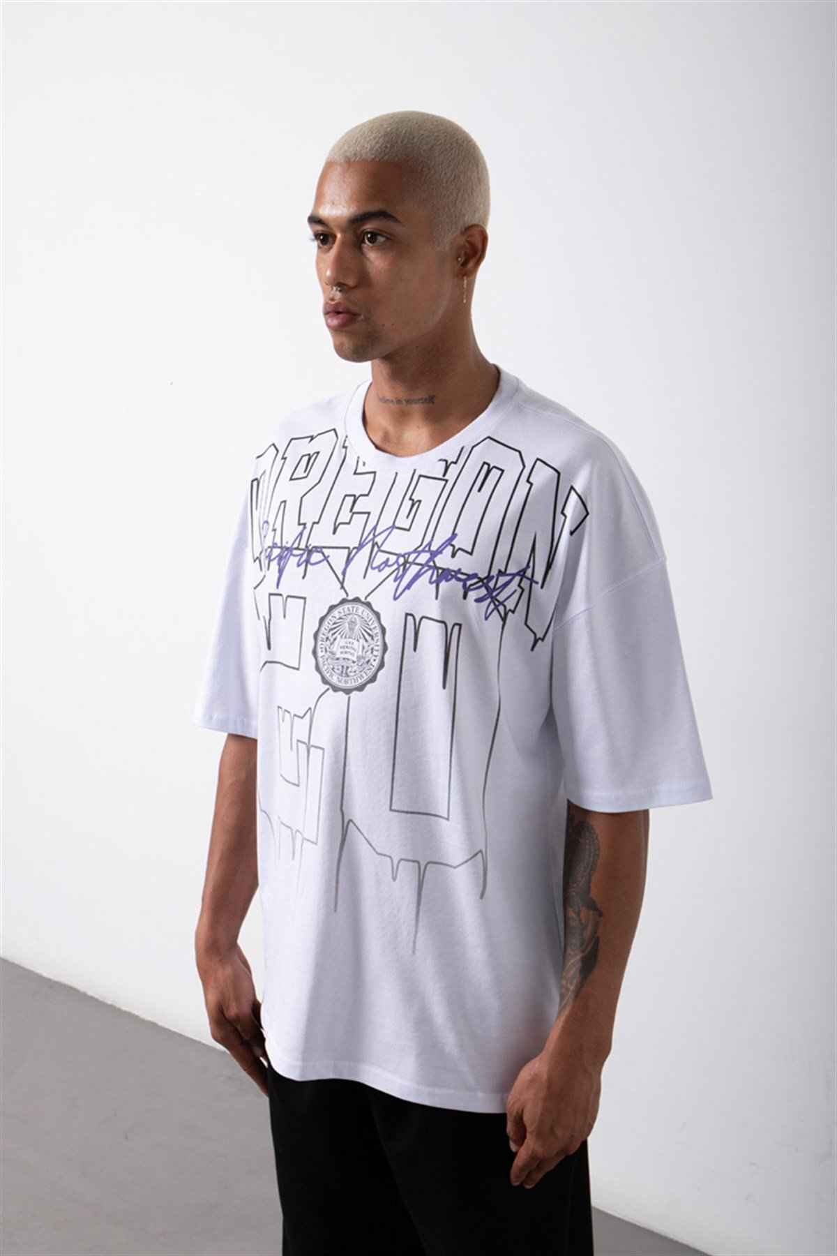 تیشرت مردانه اورگان 20 چاپ شده نخی سایز بزرگ خاکستری روشن