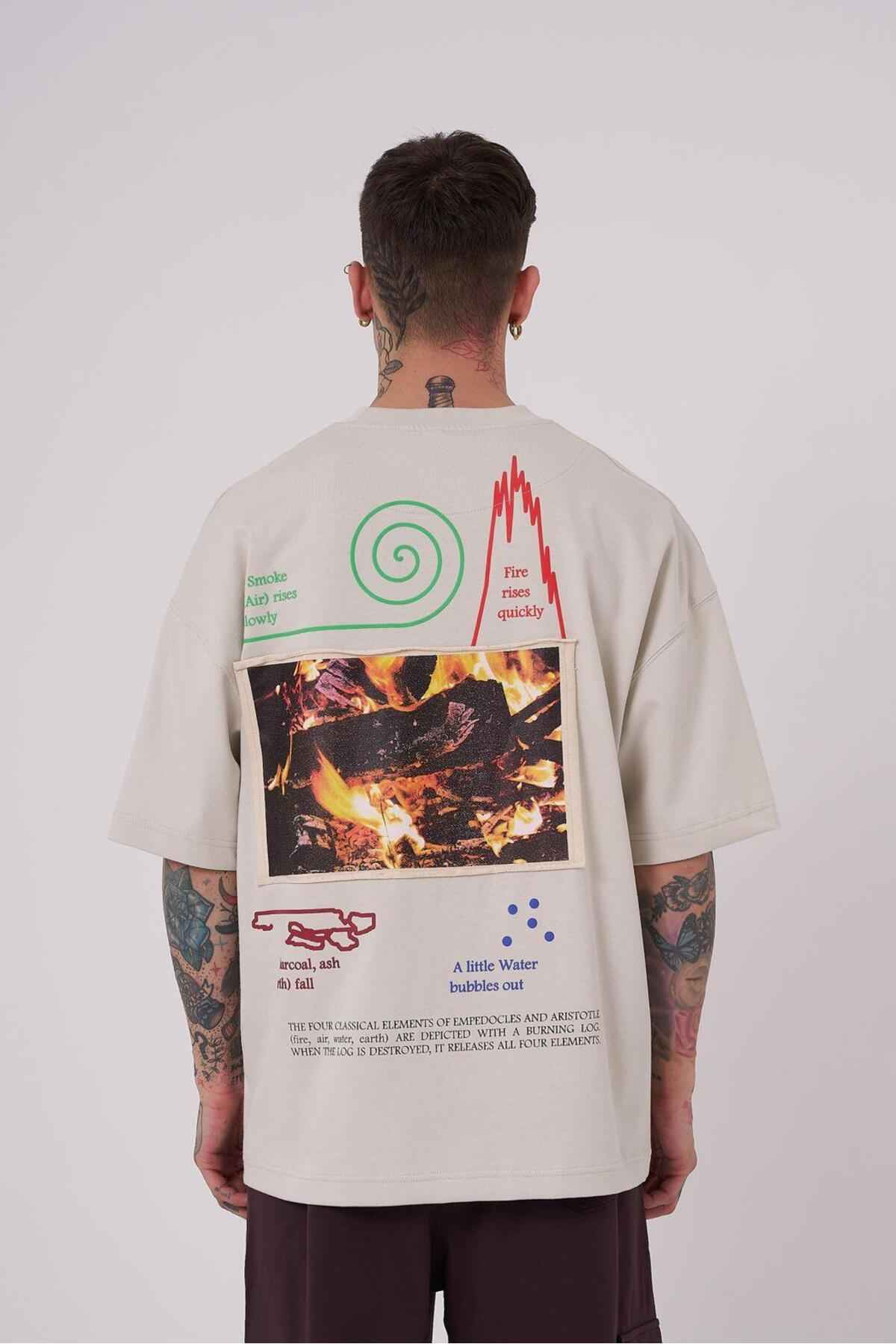 تیشرت مردانه ارسطویی با چاپ بالا سایز اکرو