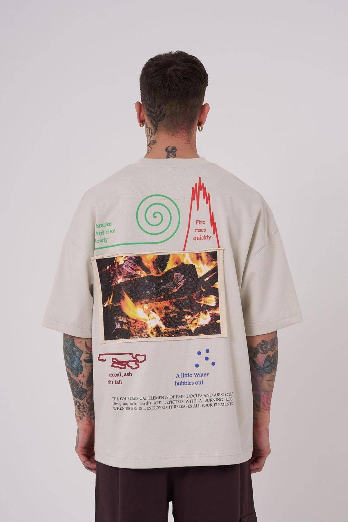 تیشرت مردانه ارسطویی با چاپ بالا سایز اکرو