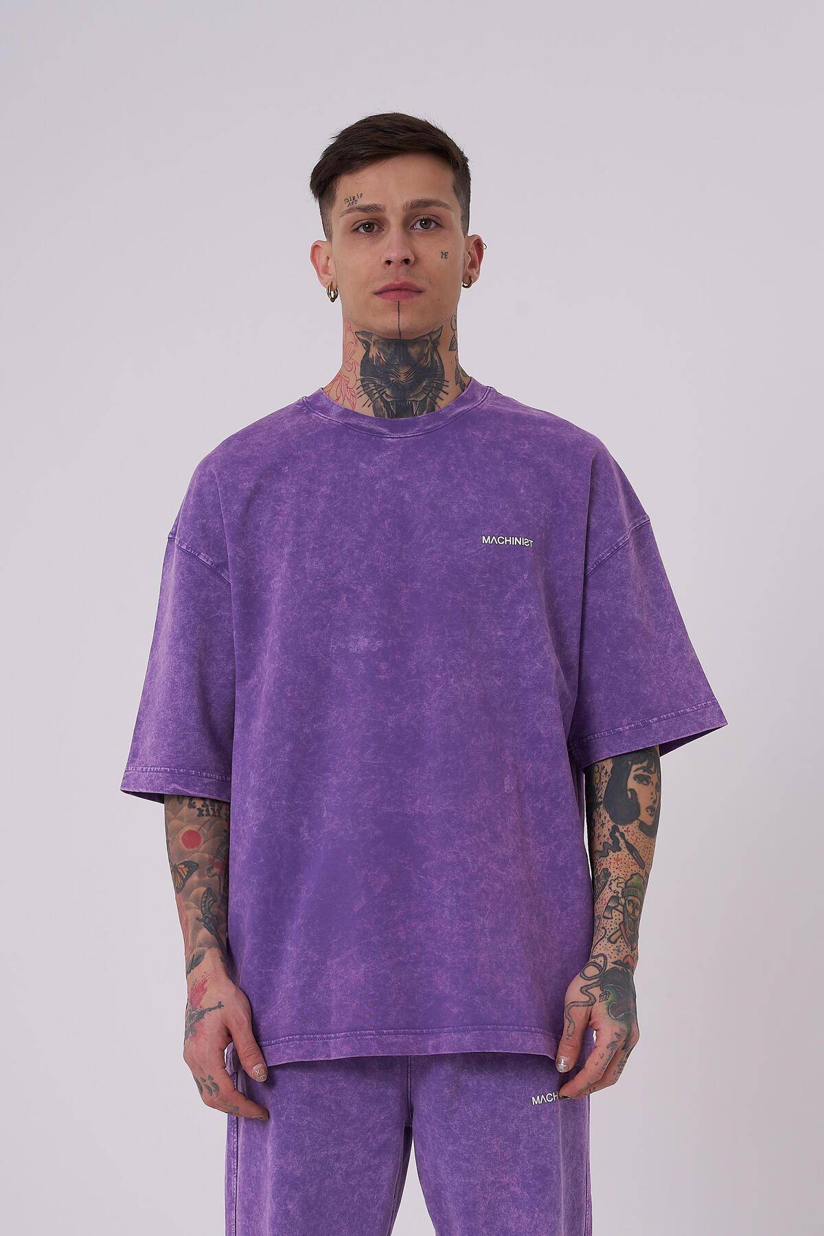 تیشرت مردانه لاکچری شسته شده پایه اور سایز خالدار خاکستری