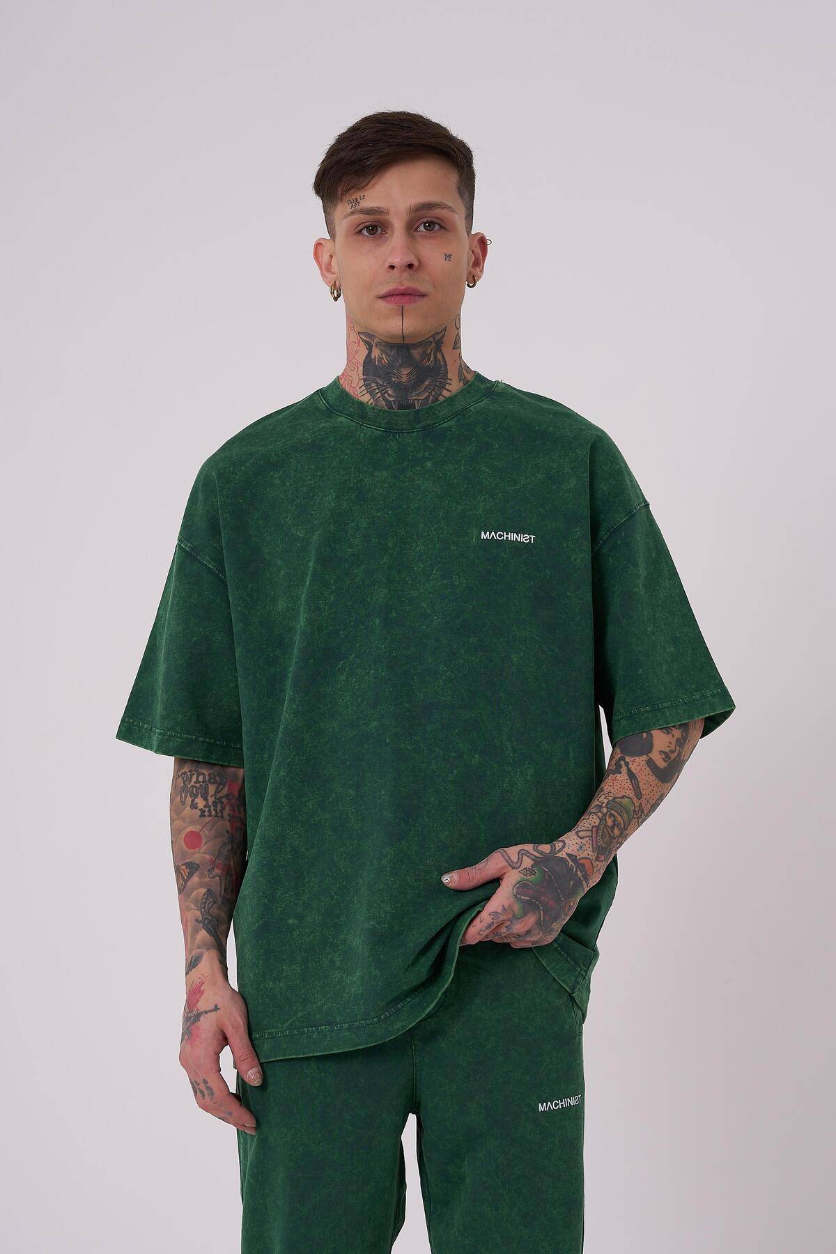 تیشرت مردانه لاکچری شسته شده پایه اور سایز خالدار خاکستری