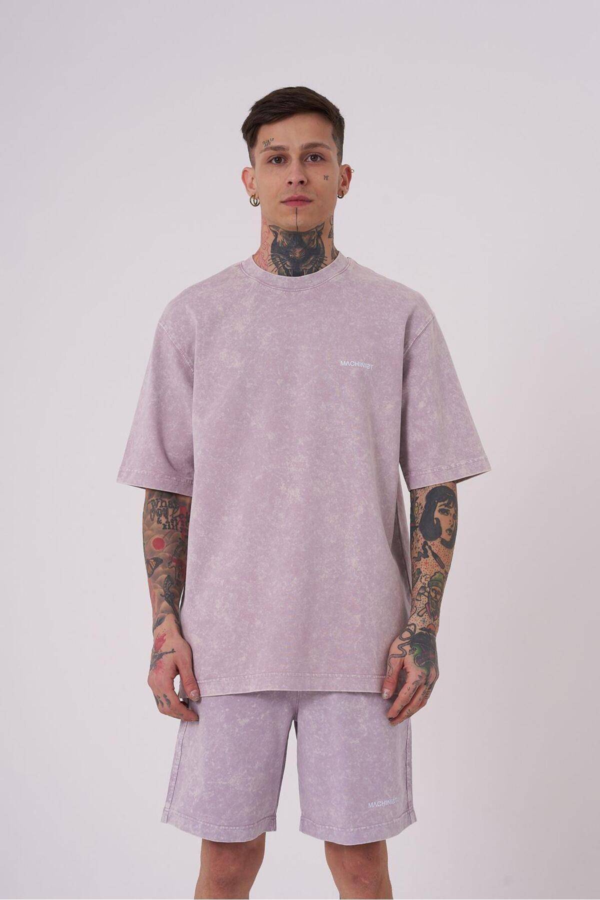 تیشرت مردانه لاکچری شسته شده پایه ریلکس خالدار خاکستری