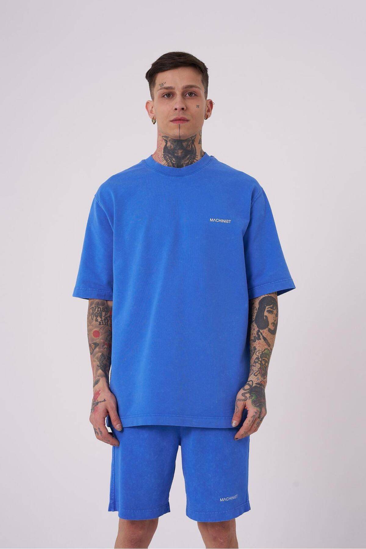 تیشرت مردانه لاکچری شسته شده پایه ریلکس خالدار خاکستری