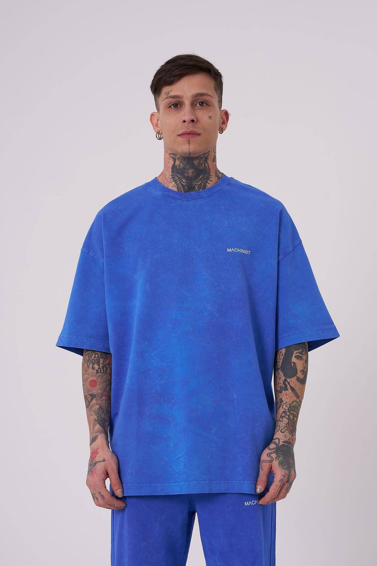 تیشرت مردانه لاکچری شسته شده پایه اور سایز خالدار خاکستری