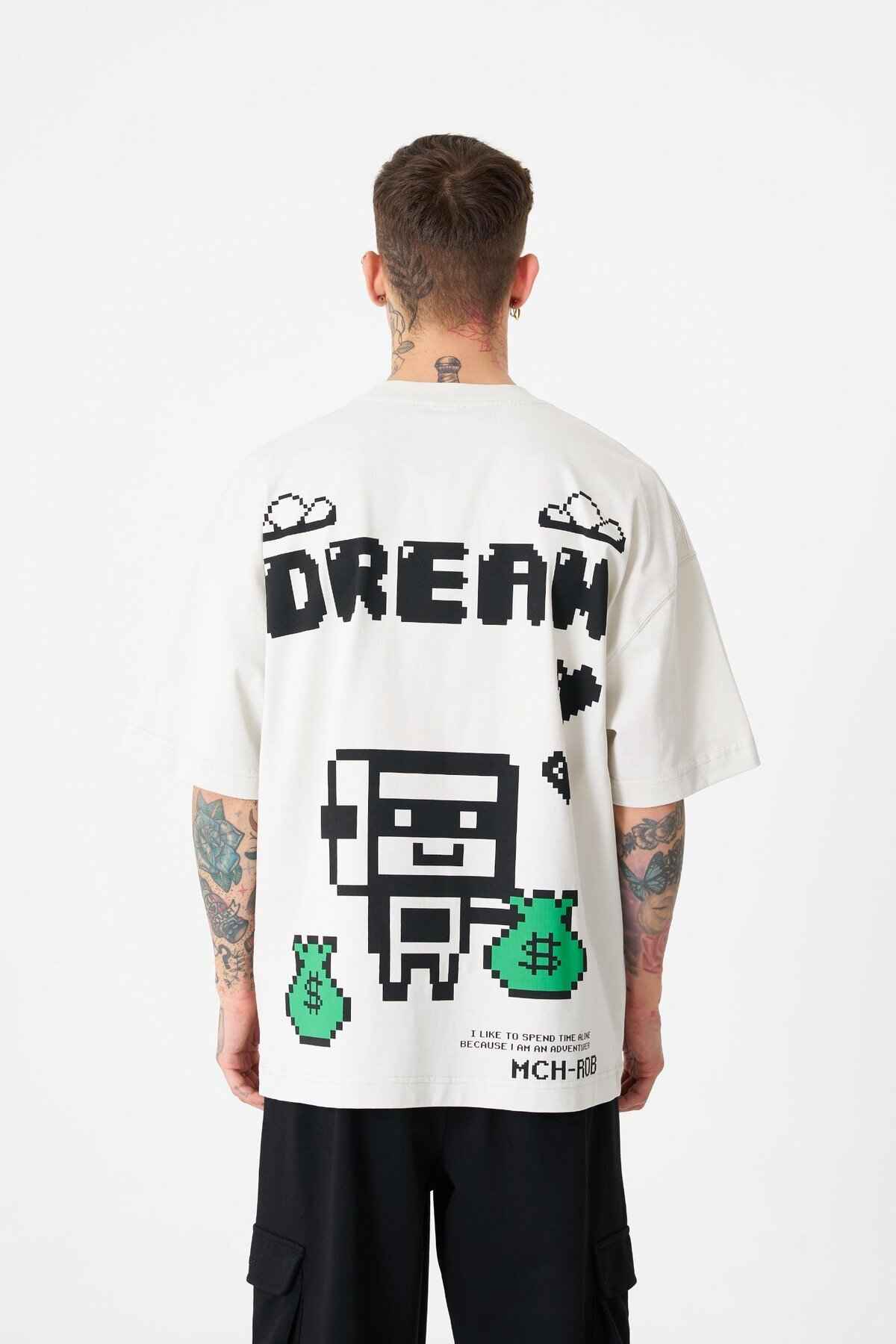 تیشرت مردانه رویایی ROB چاپ شده در سایز بزرگ سبز روشن