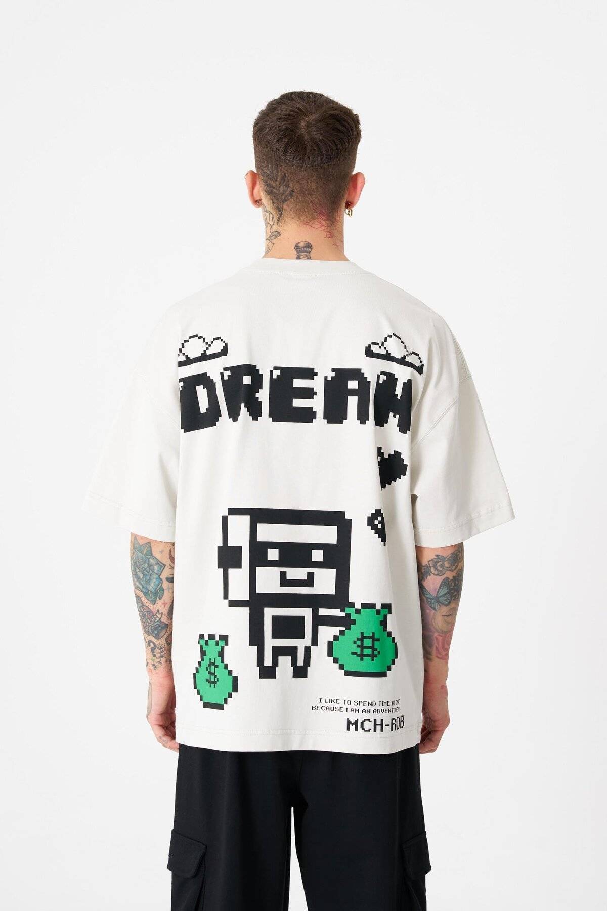 تیشرت مردانه رویایی ROB چاپ شده در سایز بزرگ سبز روشن