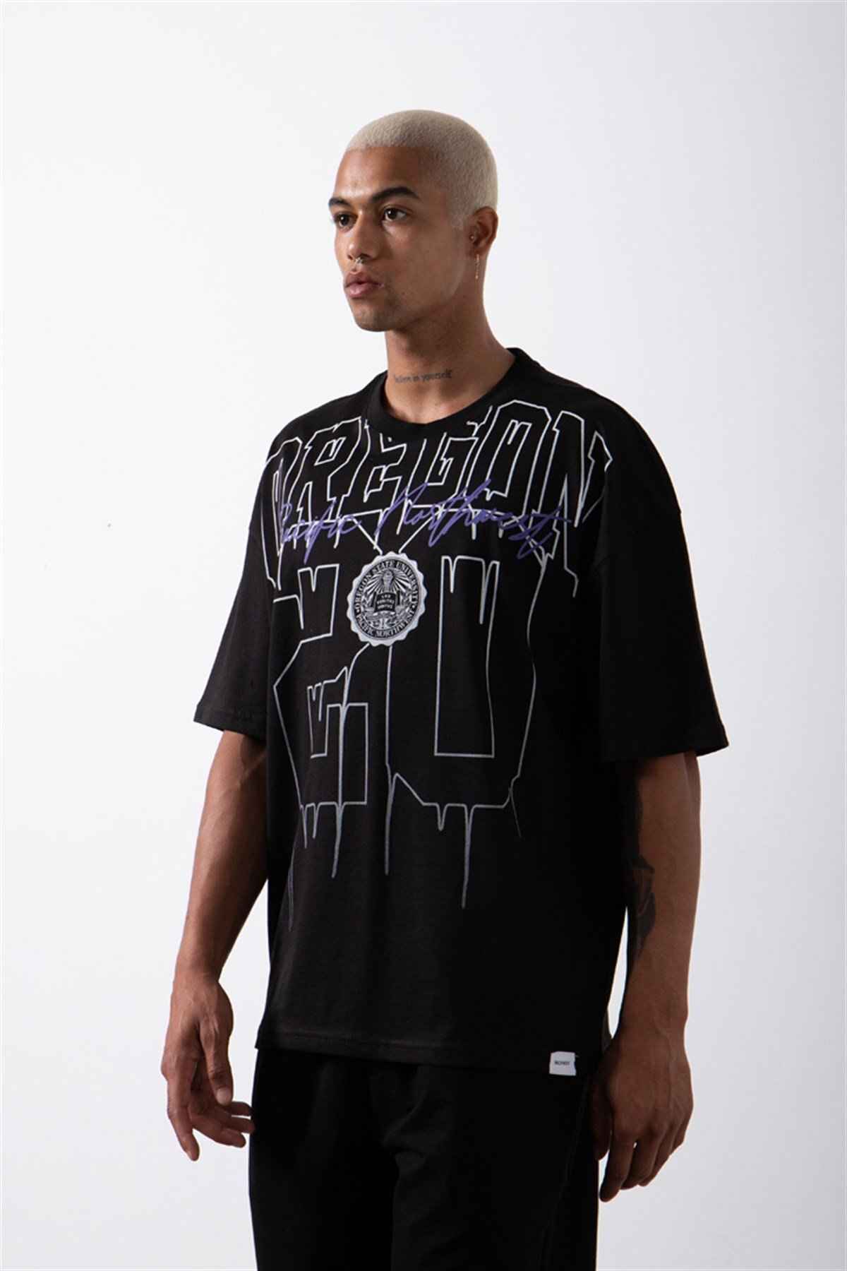 تیشرت مردانه اورگان 20 چاپ شده نخی سایز بزرگ خاکستری روشن