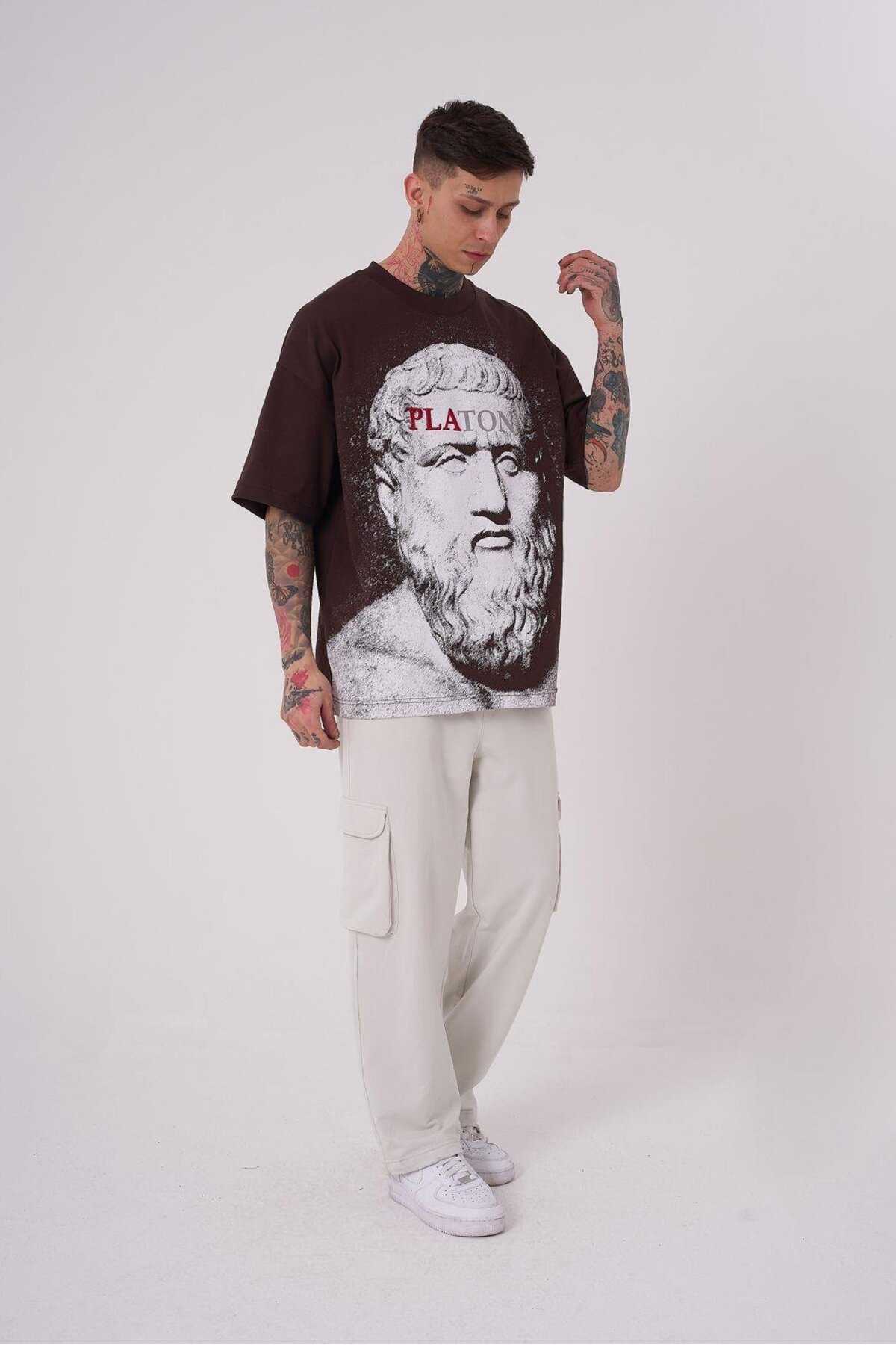 تیشرت مردانه درجه یک Plato سایز قهوه ای