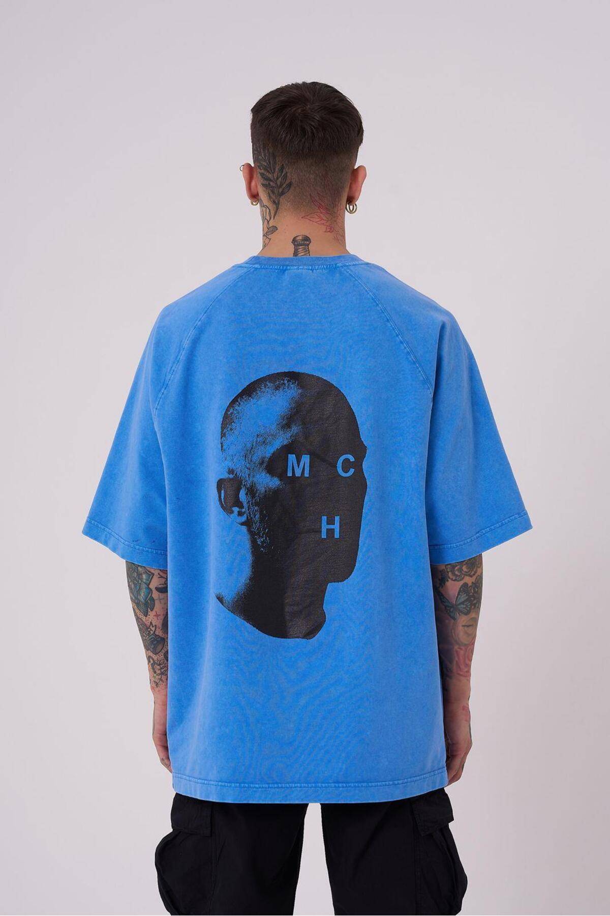 تیشرت مردانه بی اورجینال با چاپ شسته بزرگ سایز خالدار