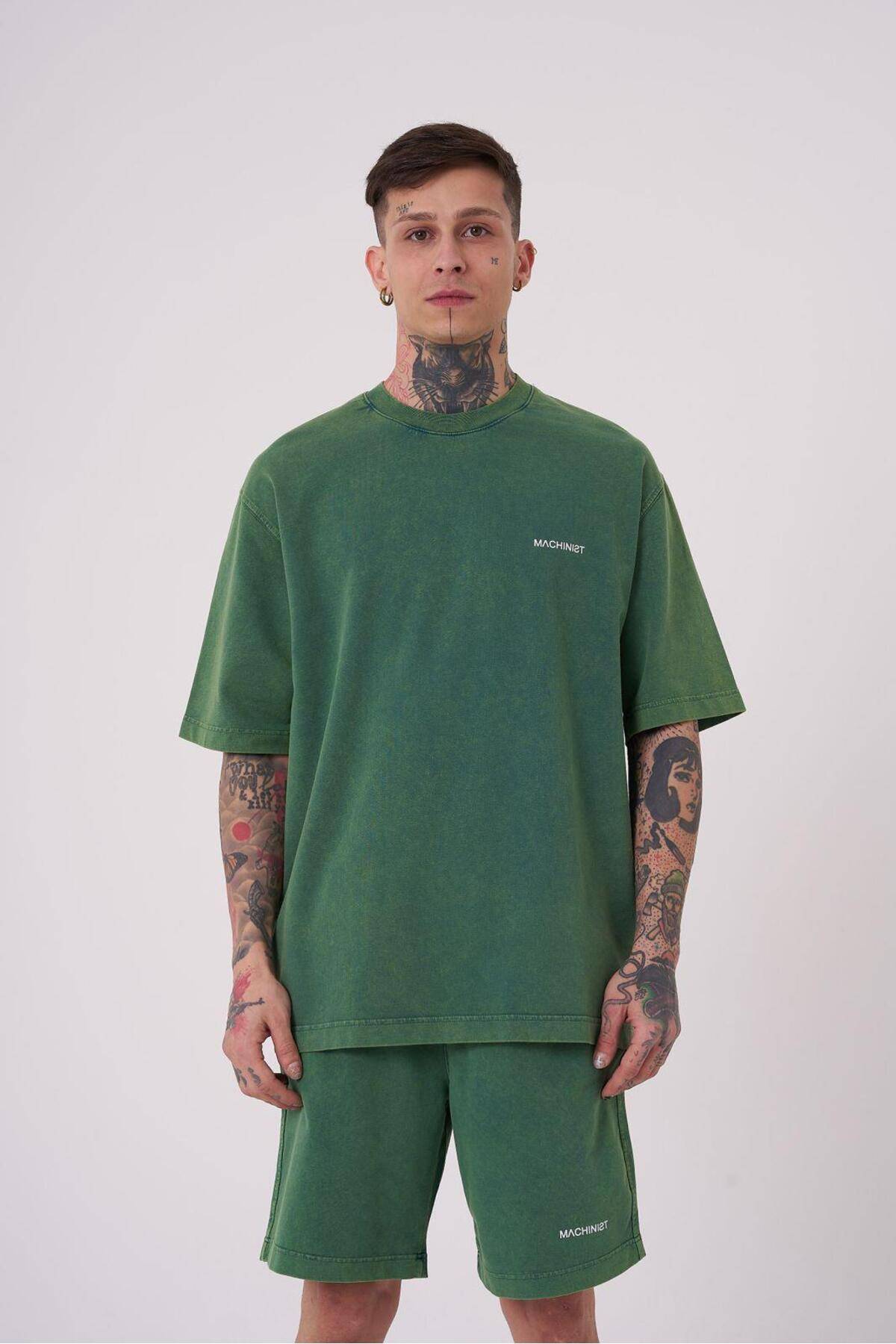 تیشرت مردانه لاکچری شسته شده پایه ریلکس خالدار خاکستری