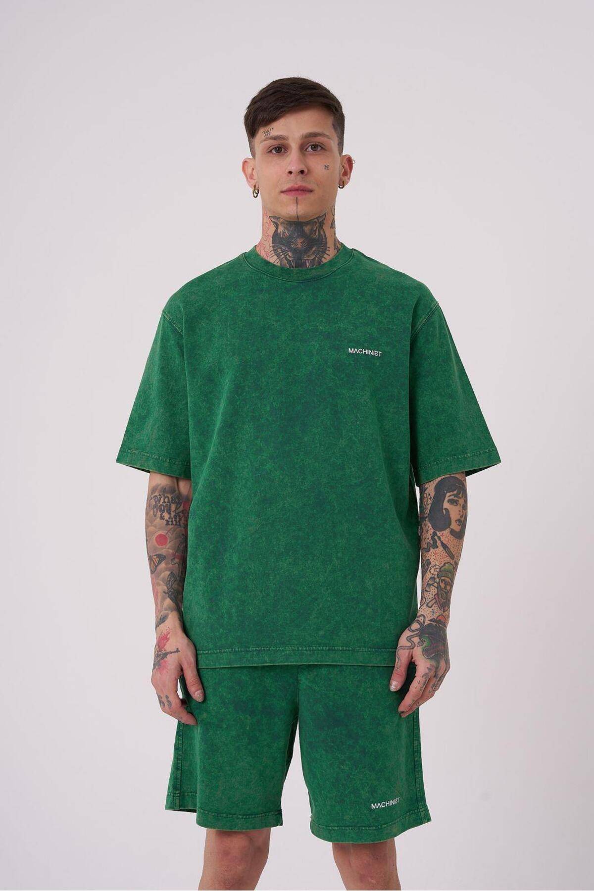 تیشرت مردانه لاکچری شسته شده پایه ریلکس خالدار خاکستری