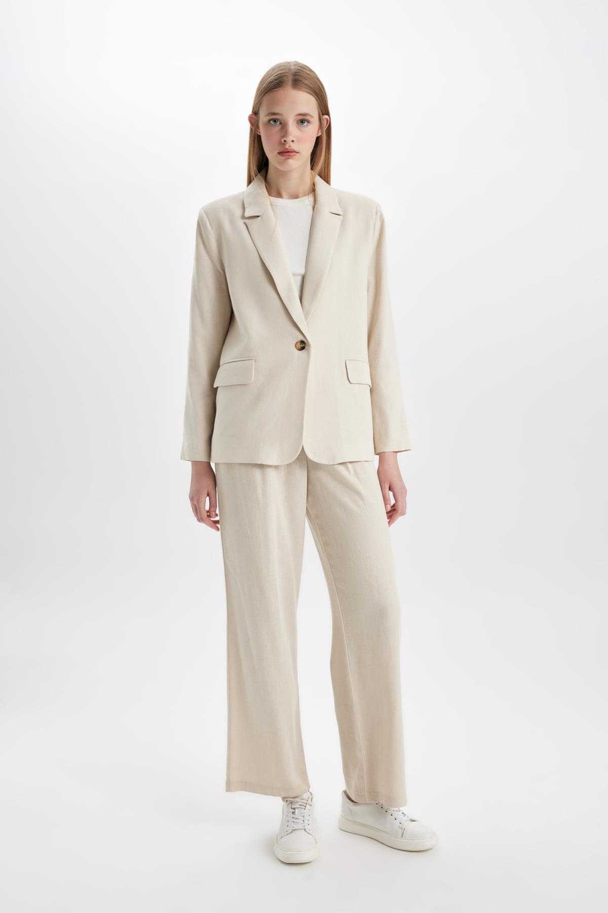 کاپشن کتانی ترکیبی با تناسب معمولی