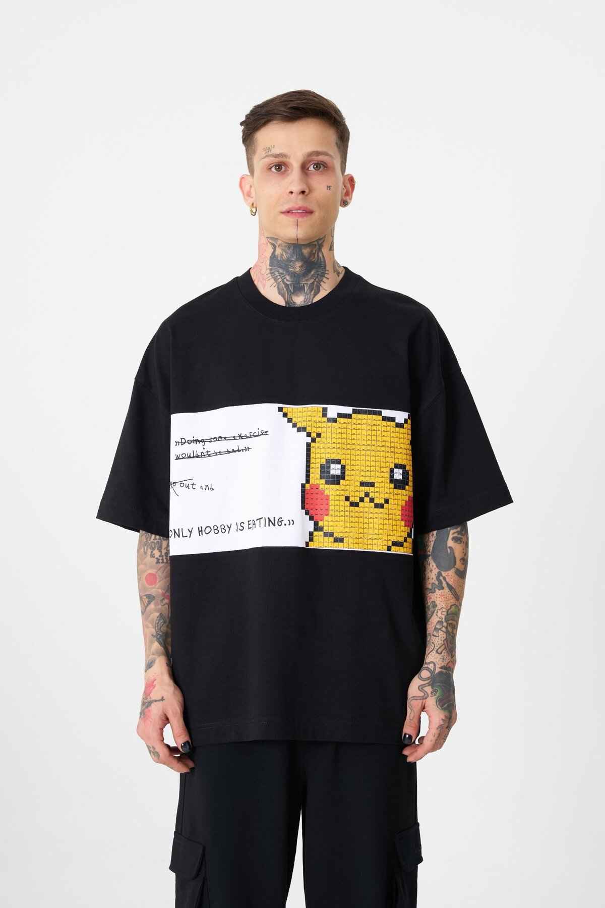 تیشرت مردانه با چاپ پیکاچو سبز روشن