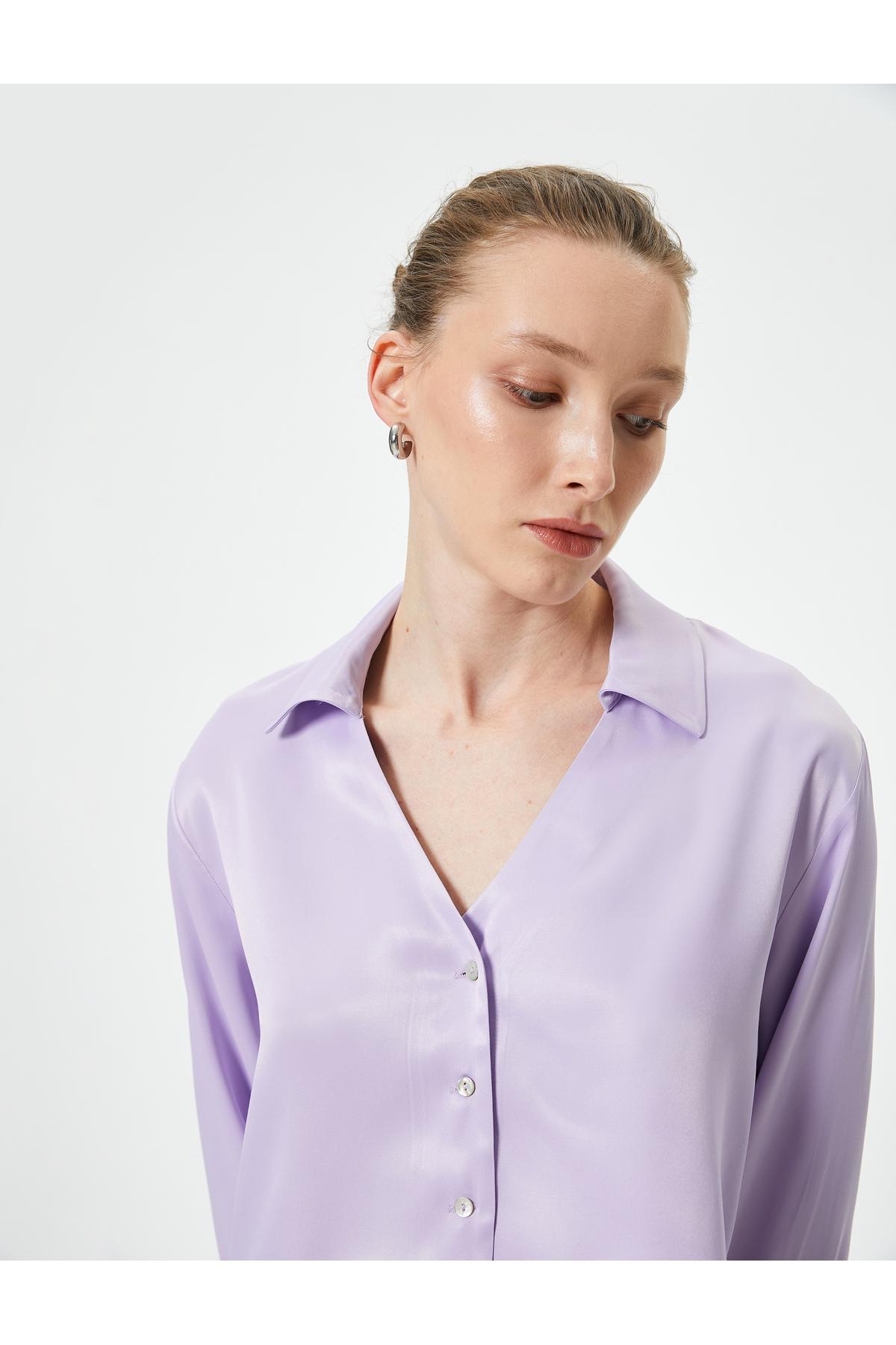 پیراهن آستین بلند دکمه دار ویسکوز