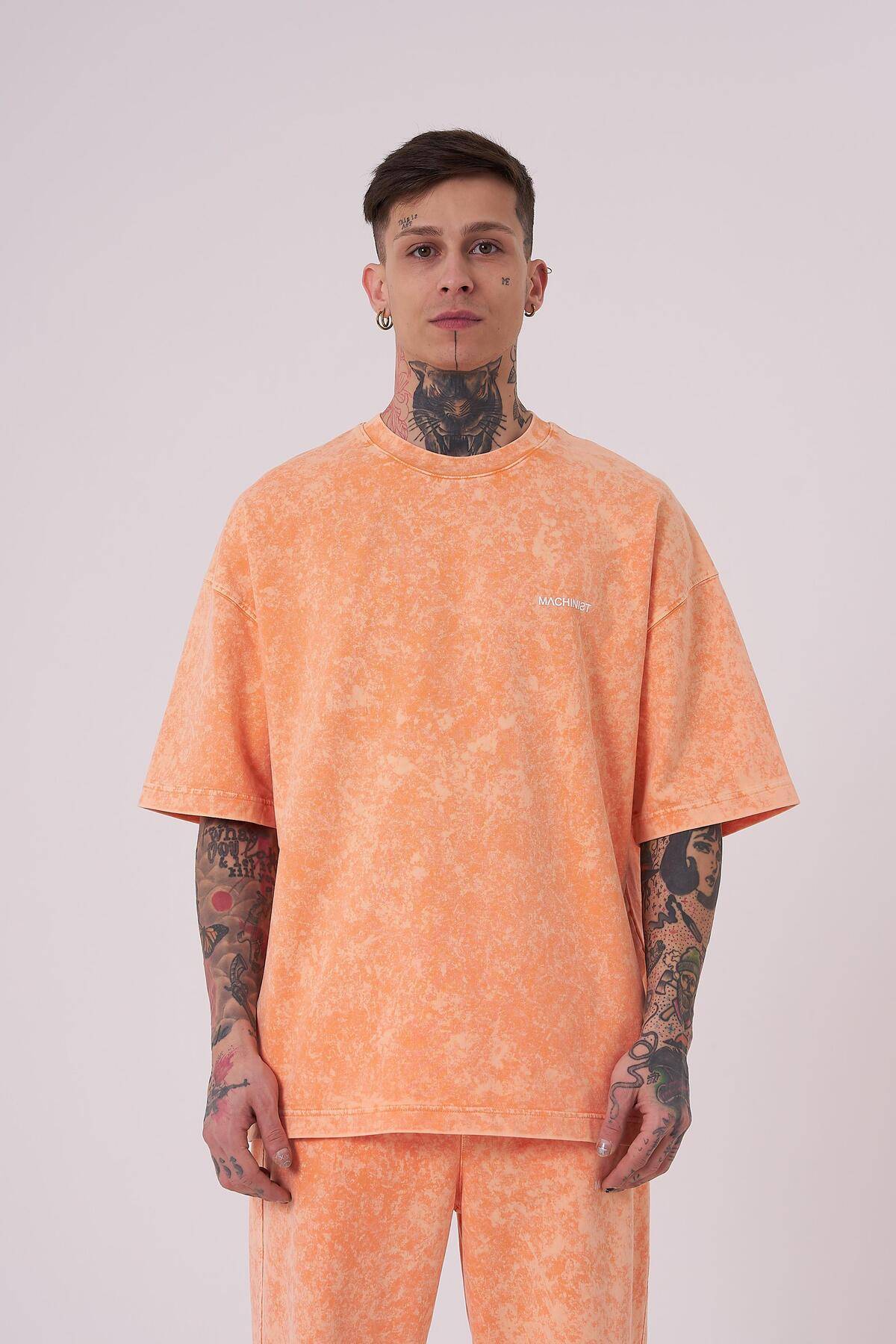 تیشرت مردانه لاکچری شسته شده پایه اور سایز خالدار خاکستری