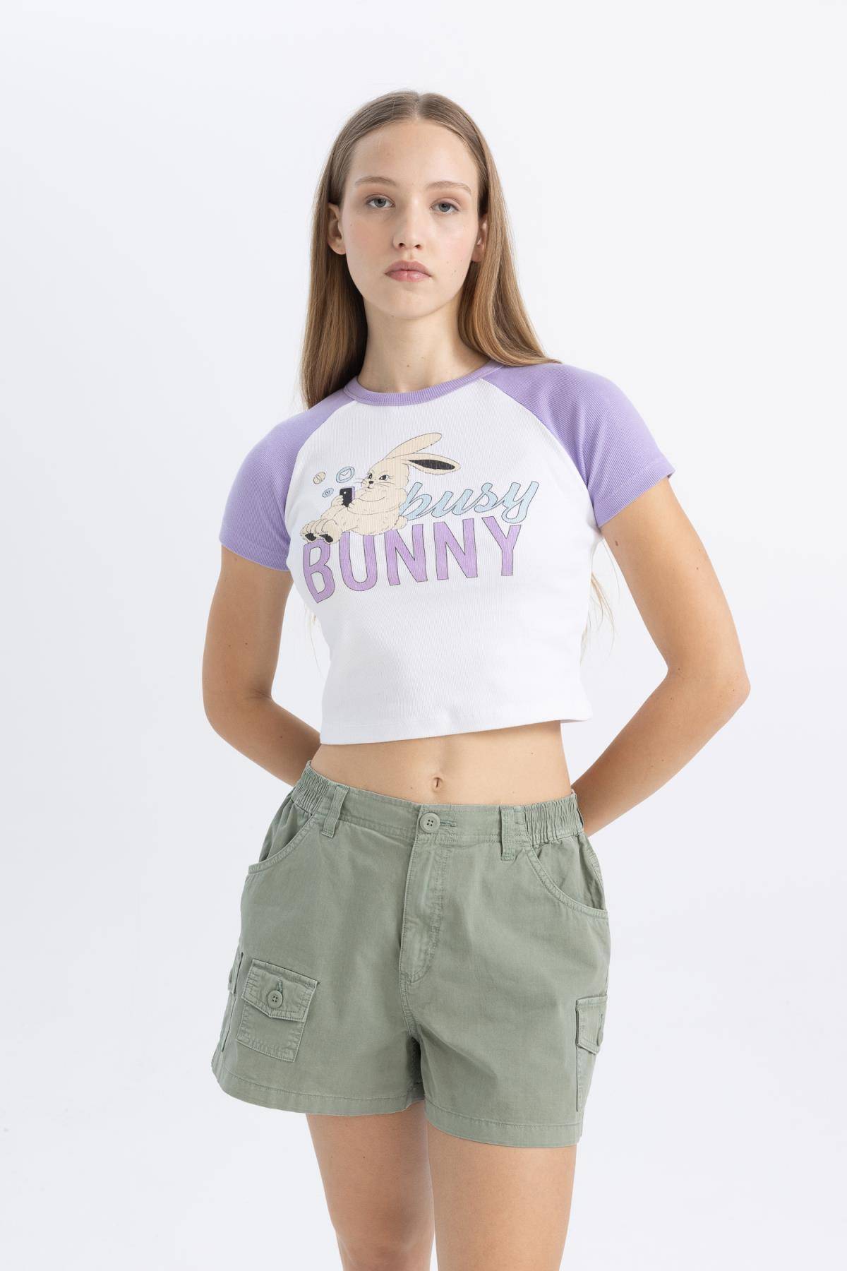 تیشرت آستین کوتاه چاپ شده با یقه خدمه خنک