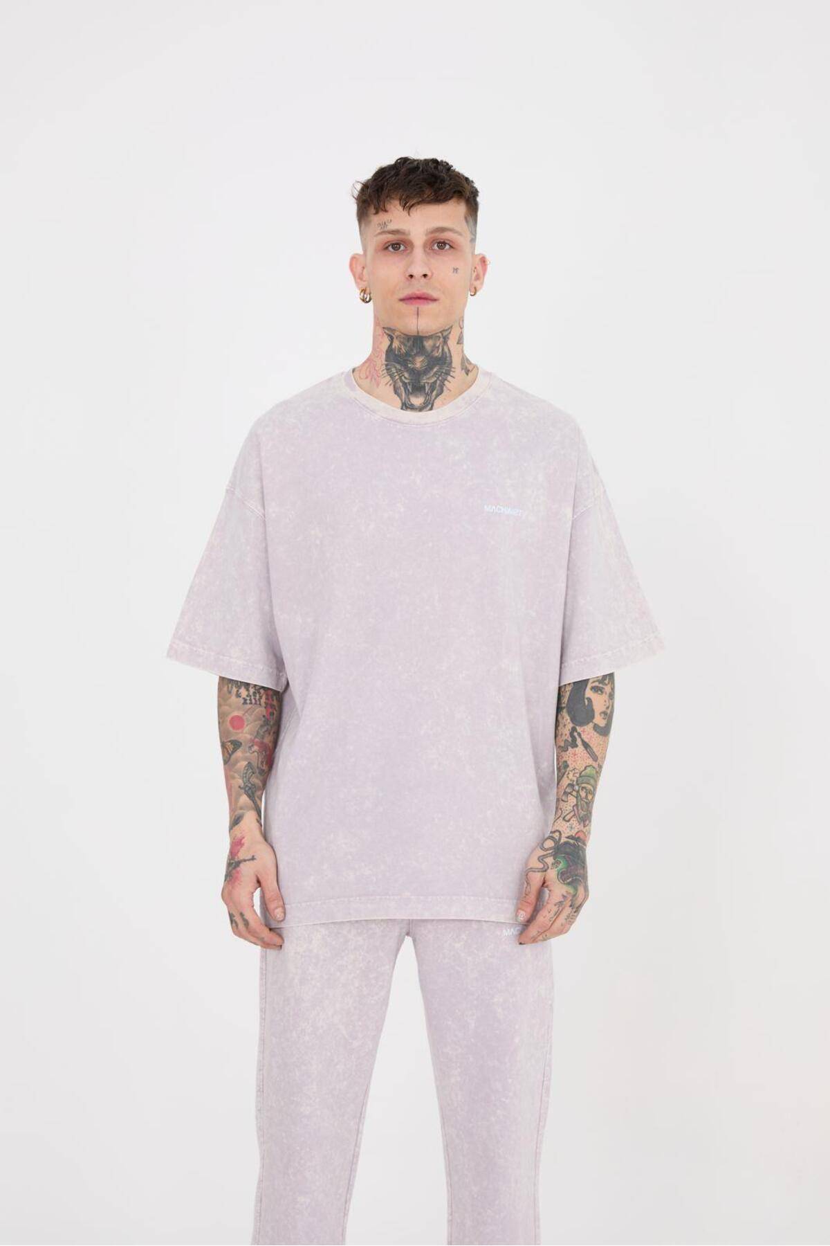 تیشرت یونیکس اوورسایز شسته شده لوکس پایه خاکستری