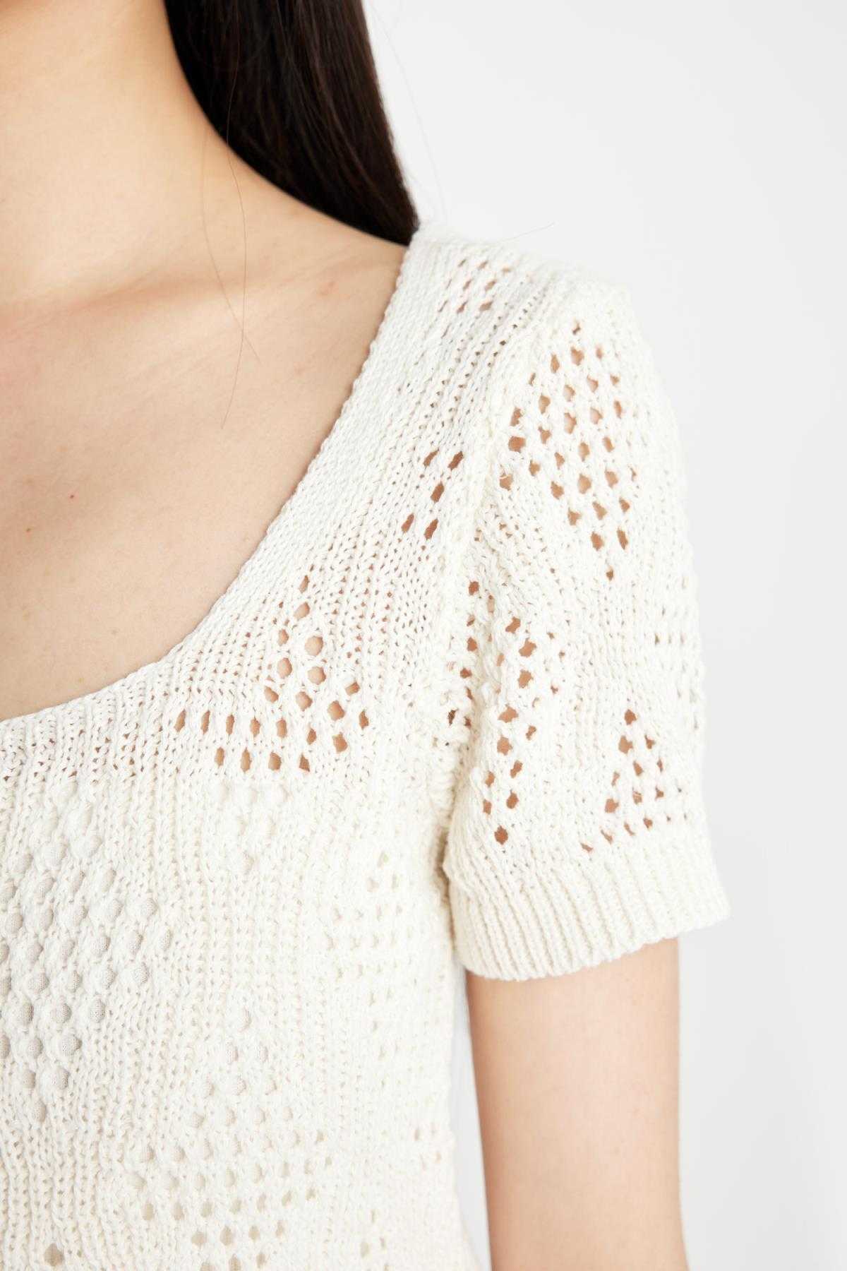 پلیور یقه مربعی کراپ تاپ