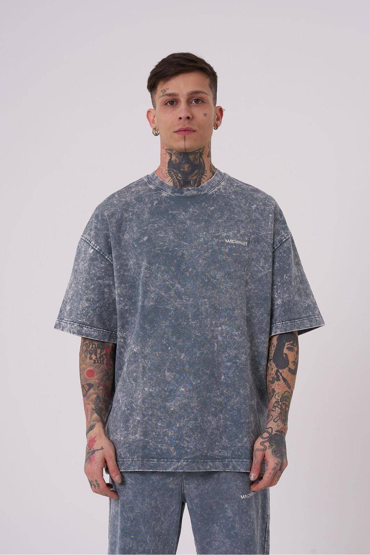 تیشرت یونیکس اوورسایز شسته شده لوکس پایه خاکستری