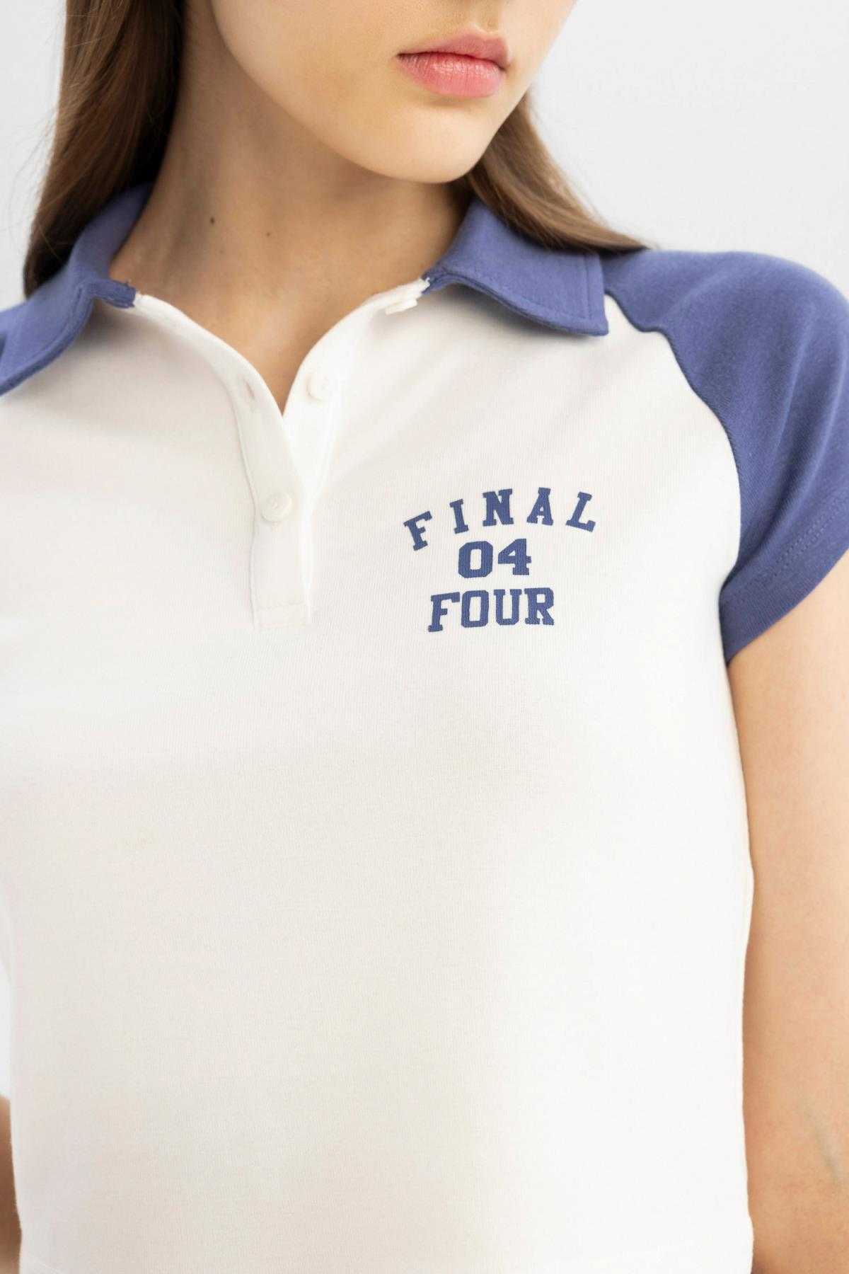 تیشرت آستین کوتاه طرح دار با شعار