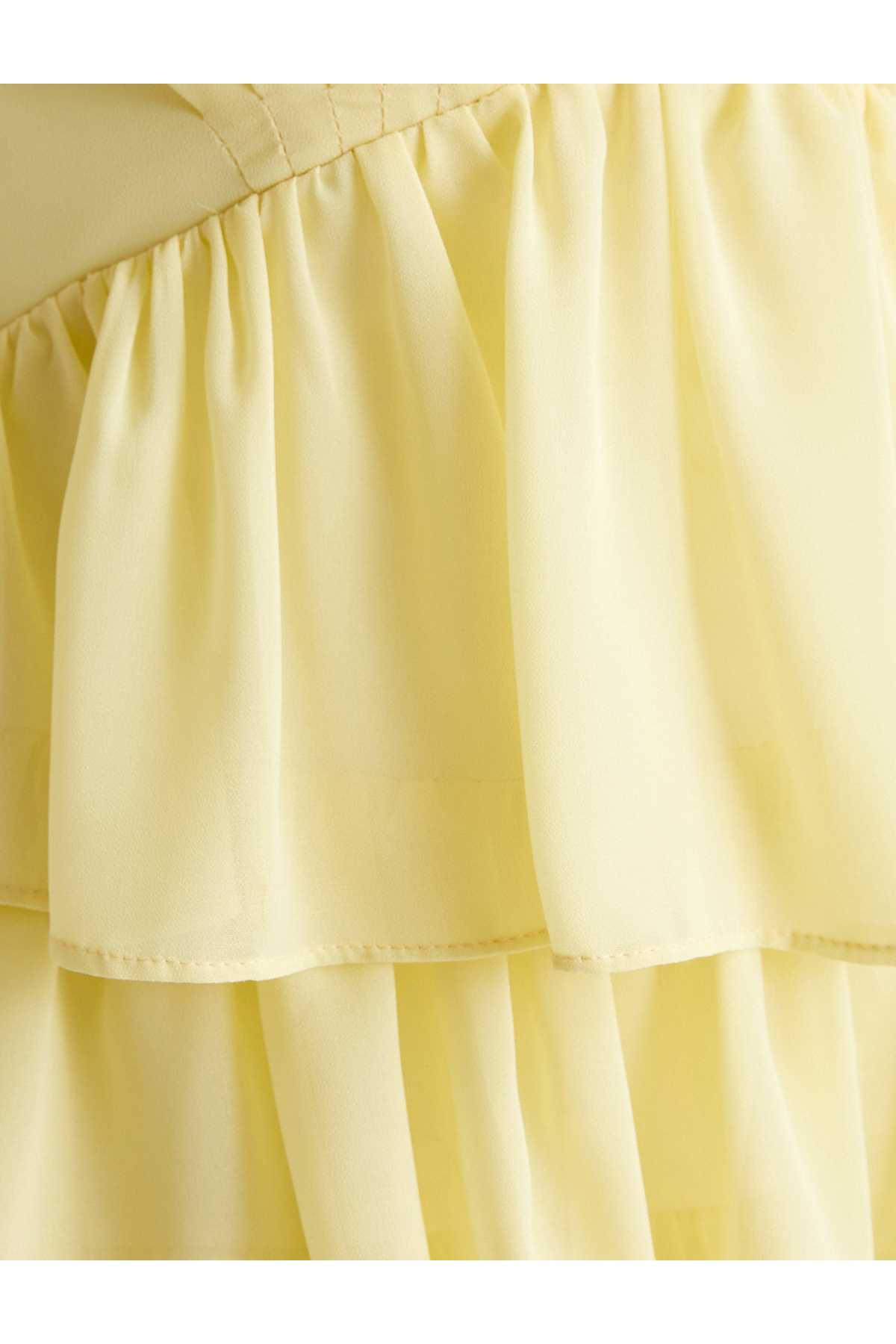 لباس کوتاه روفله آبشاری یقه V عمیق