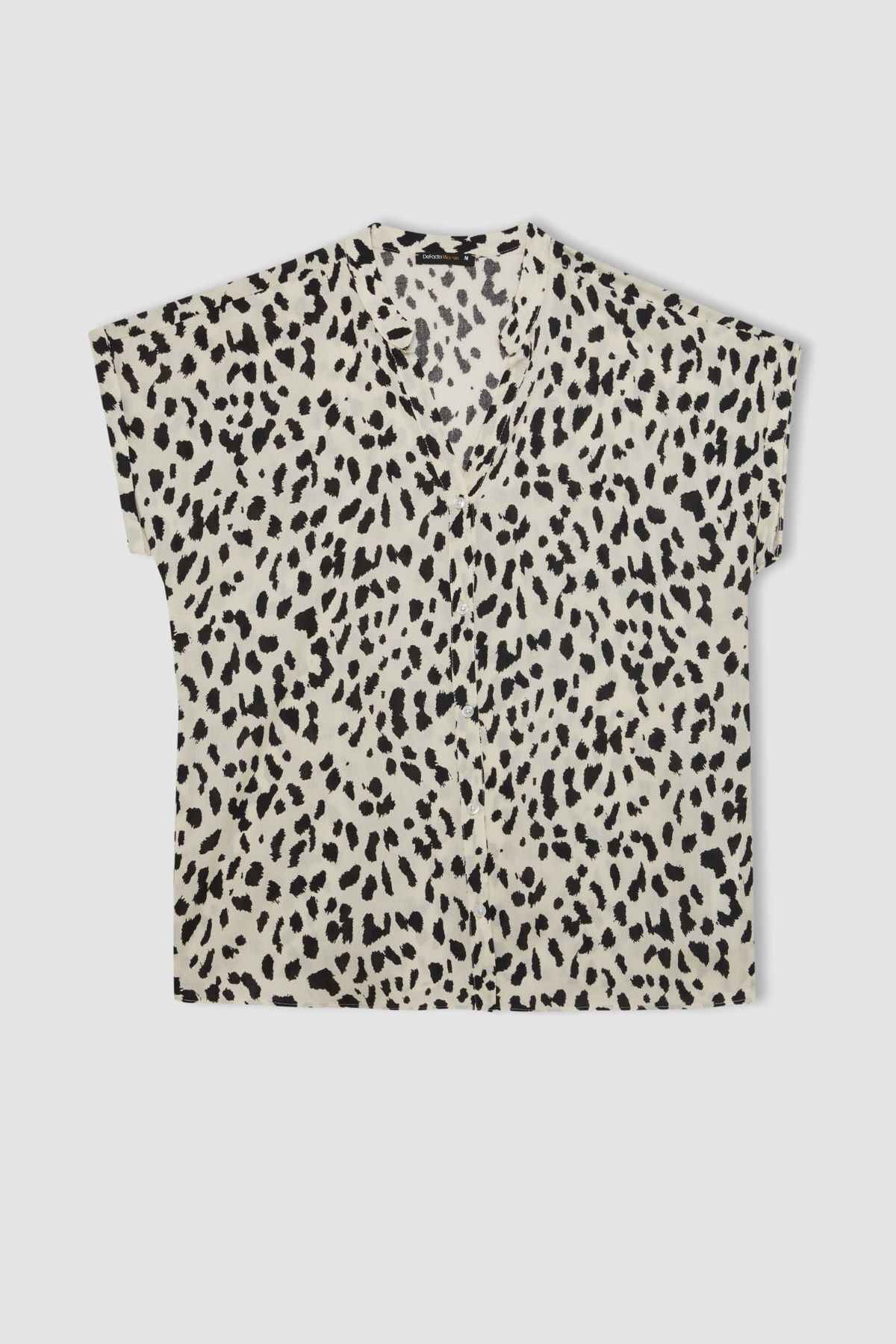 پیراهن آستین کوتاه یقه خدمه فیت منظم