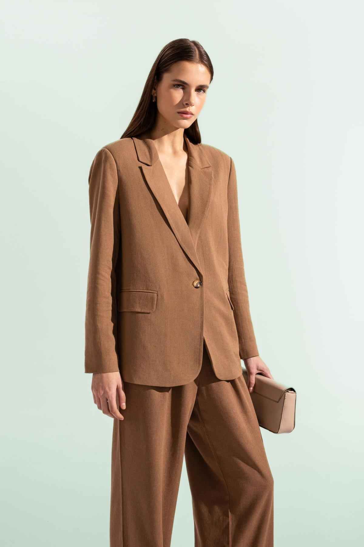 کاپشن کتانی ترکیبی با تناسب معمولی